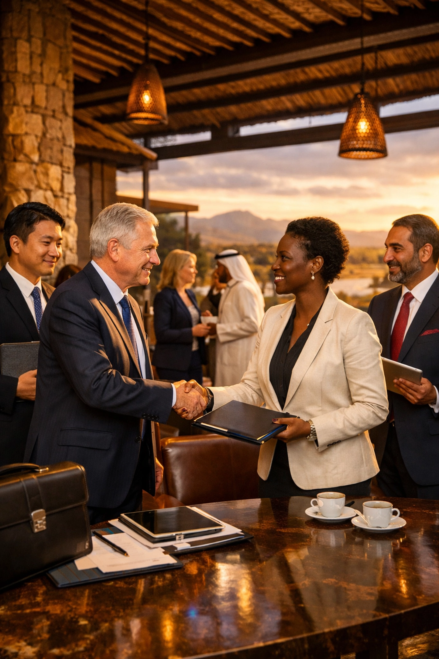 International delegates at finance conference in South Africa discussing investment opportunities