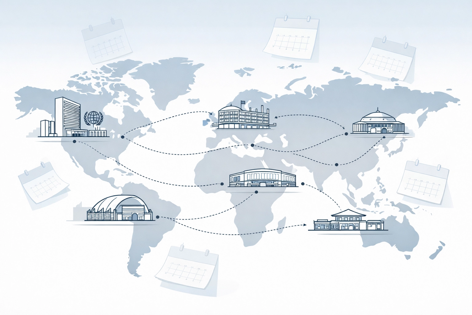 Global map showing UN climate conference coordination and international cooperation in 2026