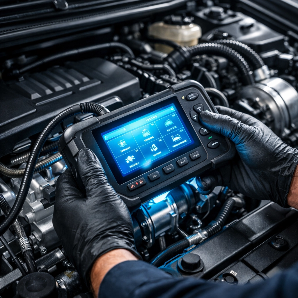 Professional engine diagnostics performed by an ASE-certified technician in an Olympia auto repair shop.
