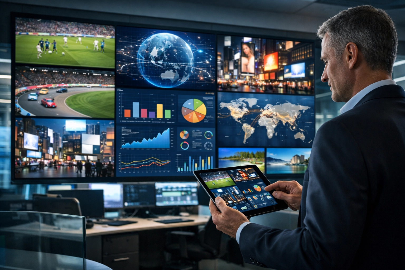 Dakdan Worldwide media operations center using data analytics to synchronize global industries.