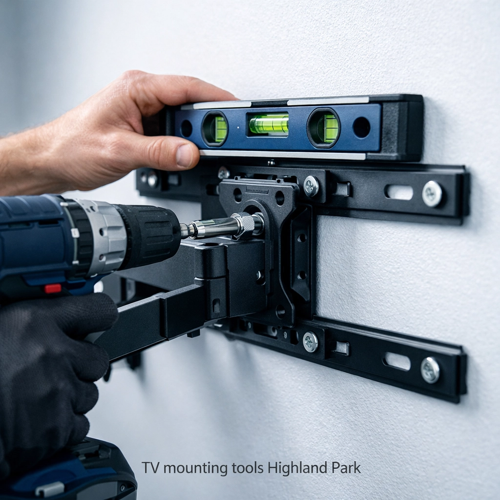 TV wall mount installation Highland Park with professional bracket and tools