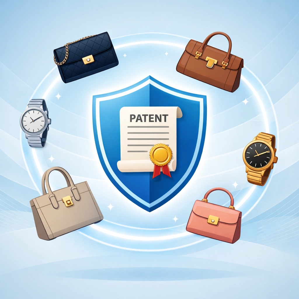 Patent-protected shield safeguarding luxury handbags and watches from counterfeits