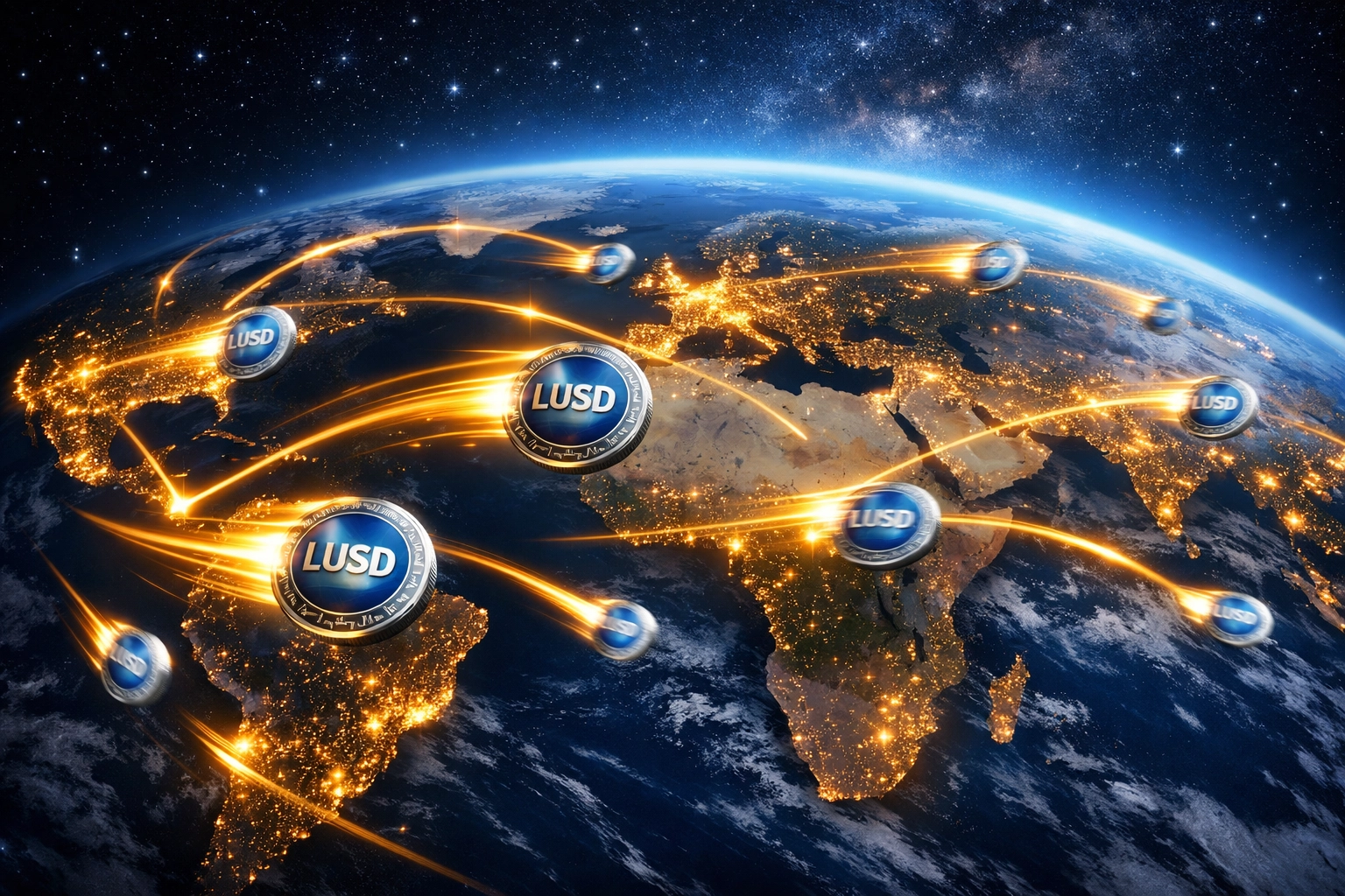 Global Web3 payment network connecting international merchants with LUSD stablecoin