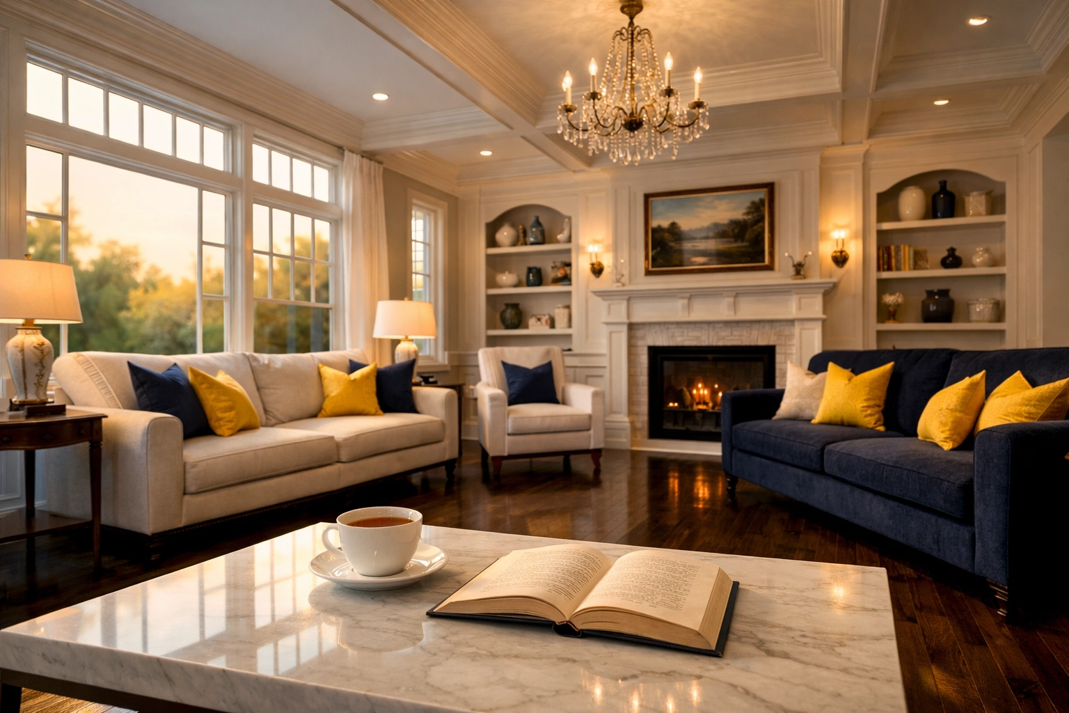 Impeccably clean Milton living room featuring polished hardwood floors and professional cleaners Milton results.