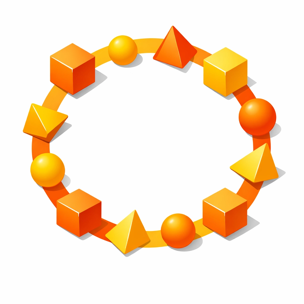 Circular design illustration representing the sustainable lifecycle of graphic design products.
