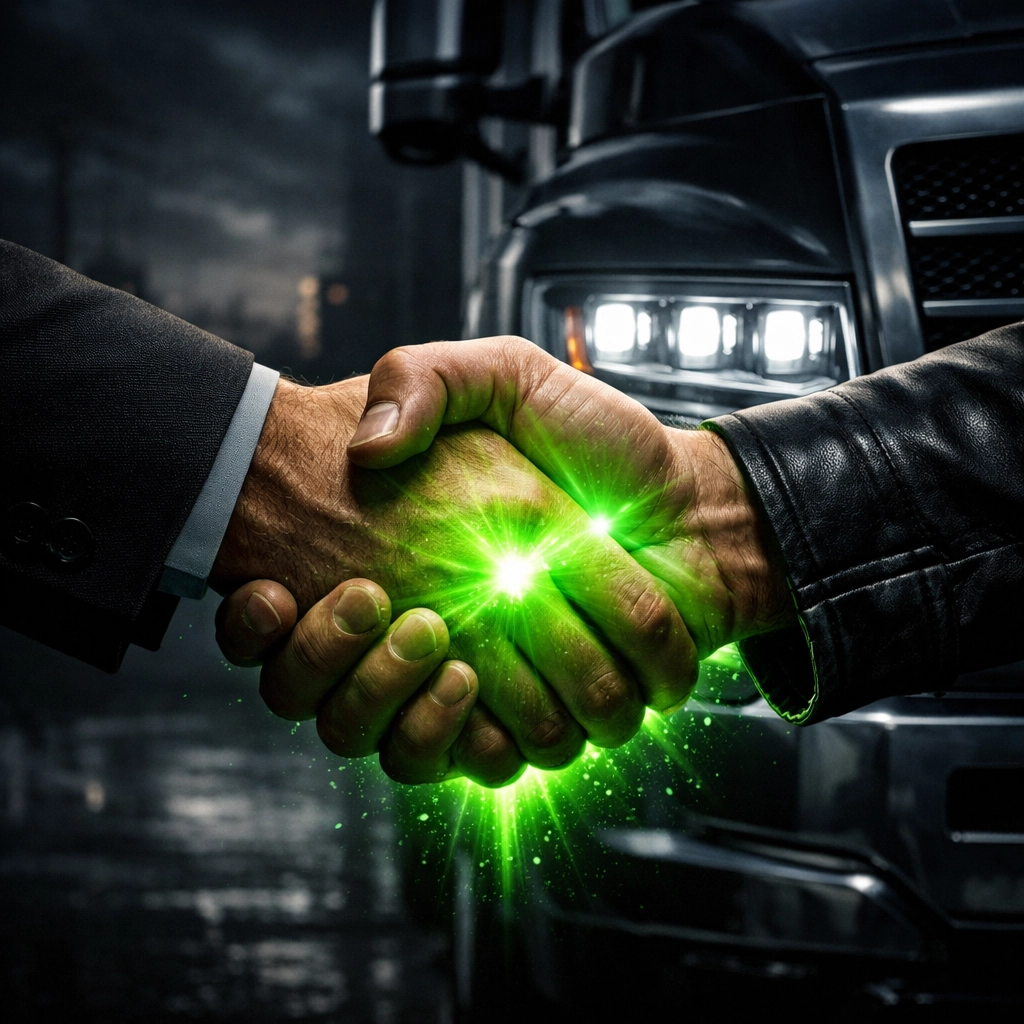 Secure used truck transaction and handshake verified by Quality Shield standards.