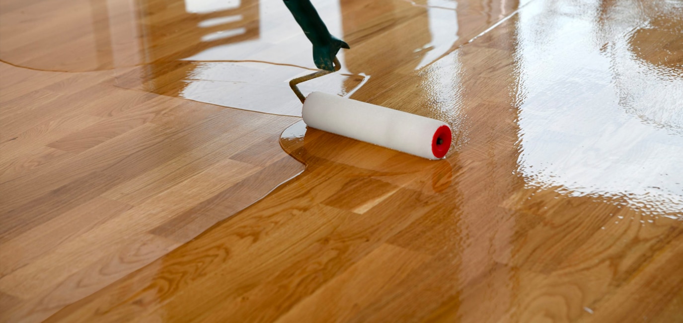 Clear Finish Application on Hardwood Floor