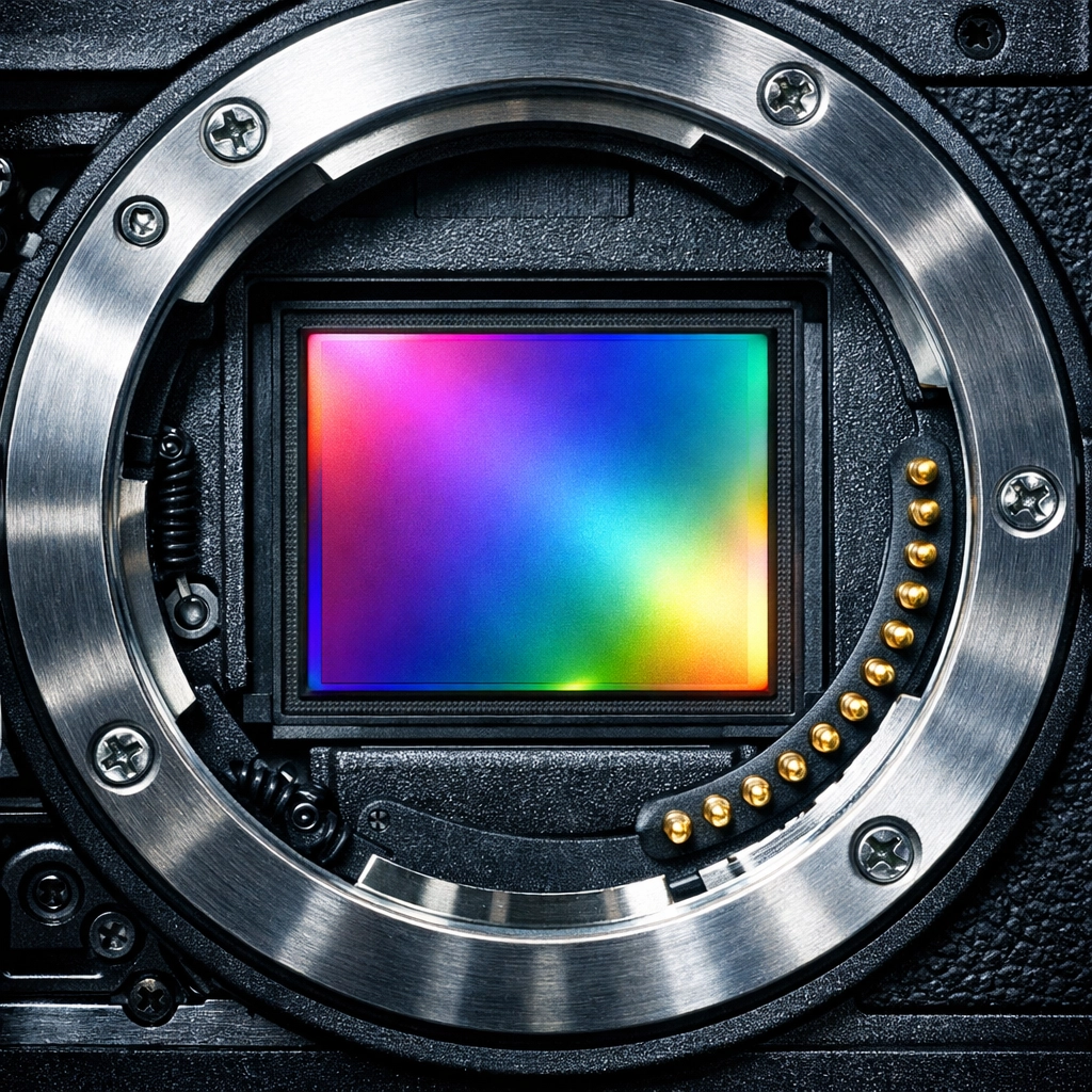Macro shot of a mirrorless camera sensor, essential tech found in the best mirrorless cameras of 2026.