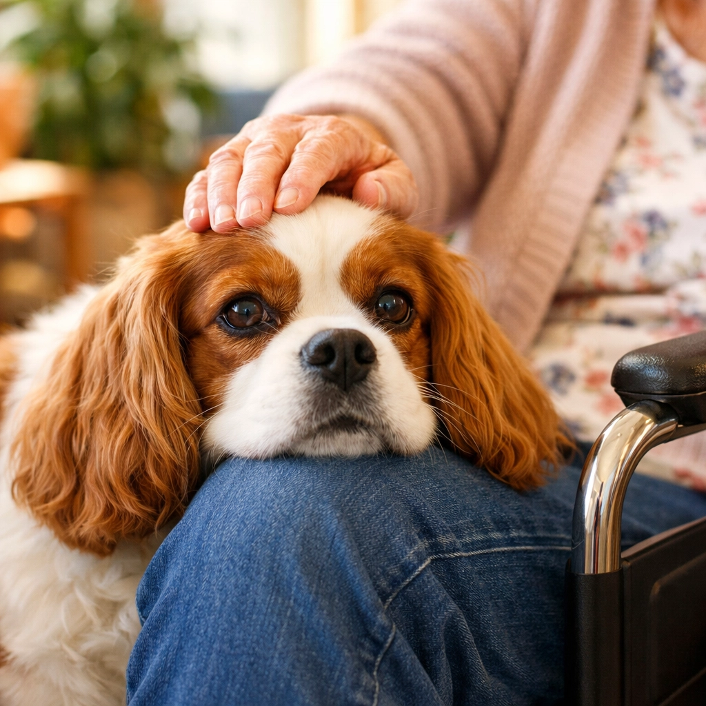 Therapy-quality Cavalier King Charles Spaniel providing comfort as an emotional support dog in Oregon.