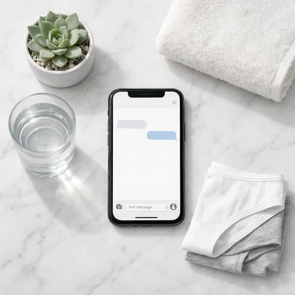 Smartphone displaying secure text messaging for online BV and yeast infection treatment