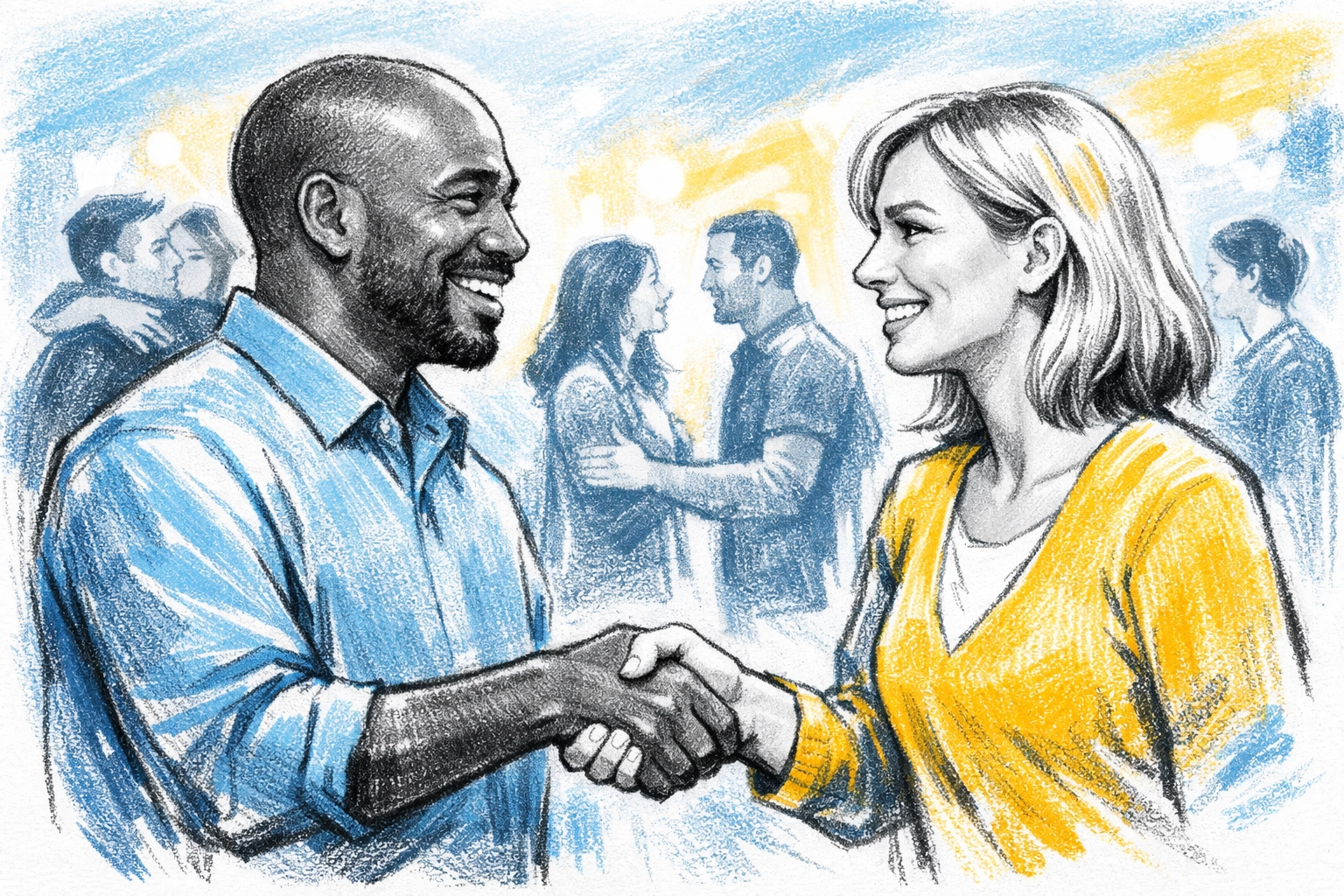 FA Memphis, First Assembly Memphis, Boundless Online Church, Memphis TN, 901, Cordova - Welcoming handshake between new Life Group members at a community gathering © FA Memphis