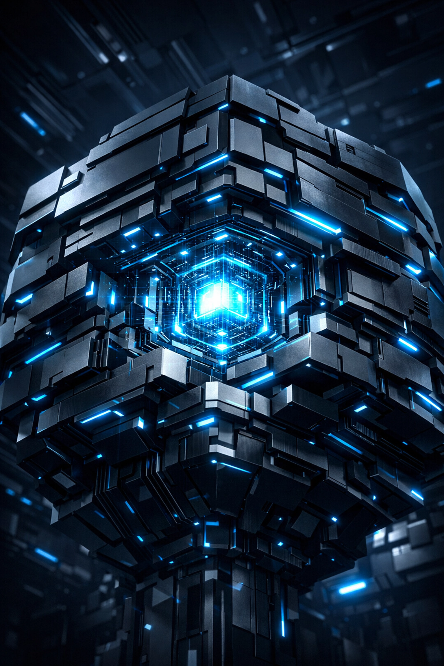 Glowing blue AI engine core representing the local processing power of the MAGDA DAW.