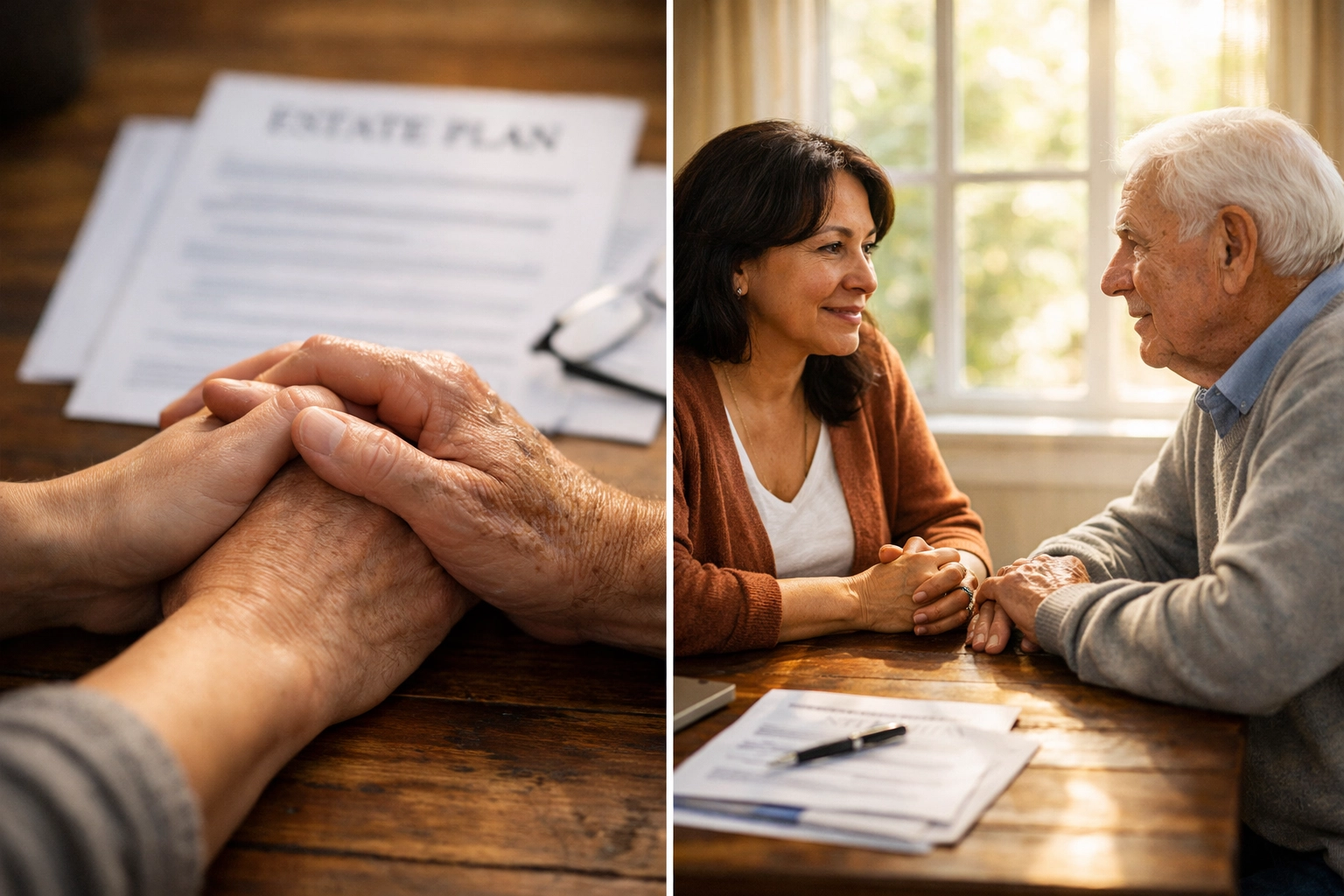 Family discussing estate planning documents together to protect multigenerational property legacy