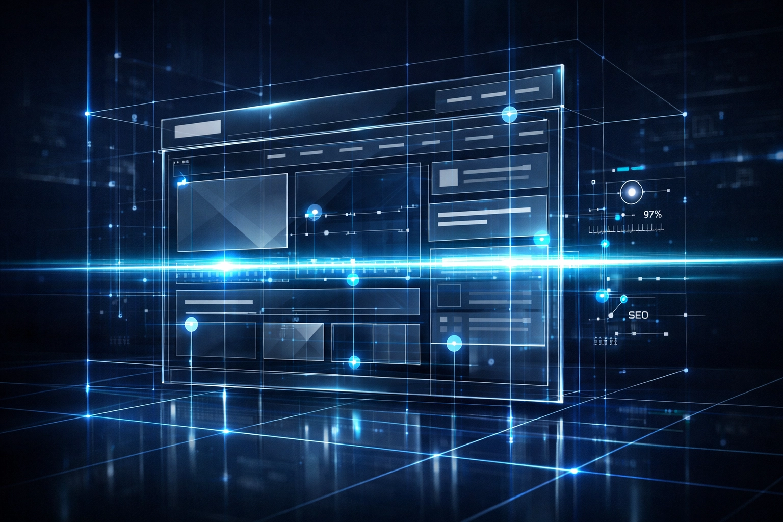 Digital representation of a website structure audit to improve local SEO Toronto rankings.