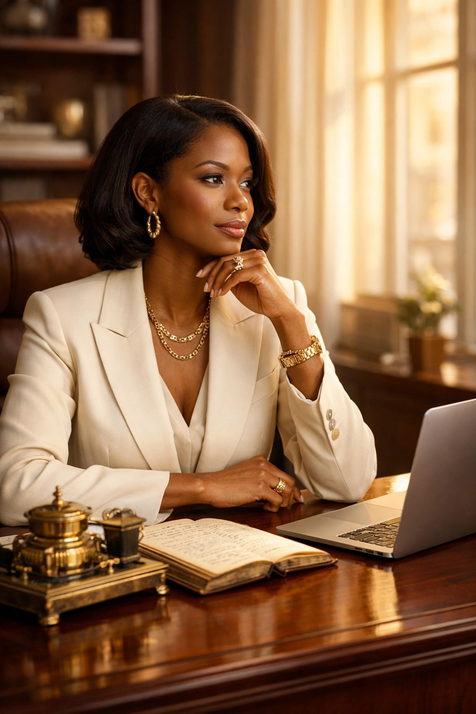 Black Wall Street Secrets Revealed: How Sonny’s Spotlights Help You Support Black-Owned Businesses Black woman executive in a modern office representing the financial legacy of Maggie Lena Walker.