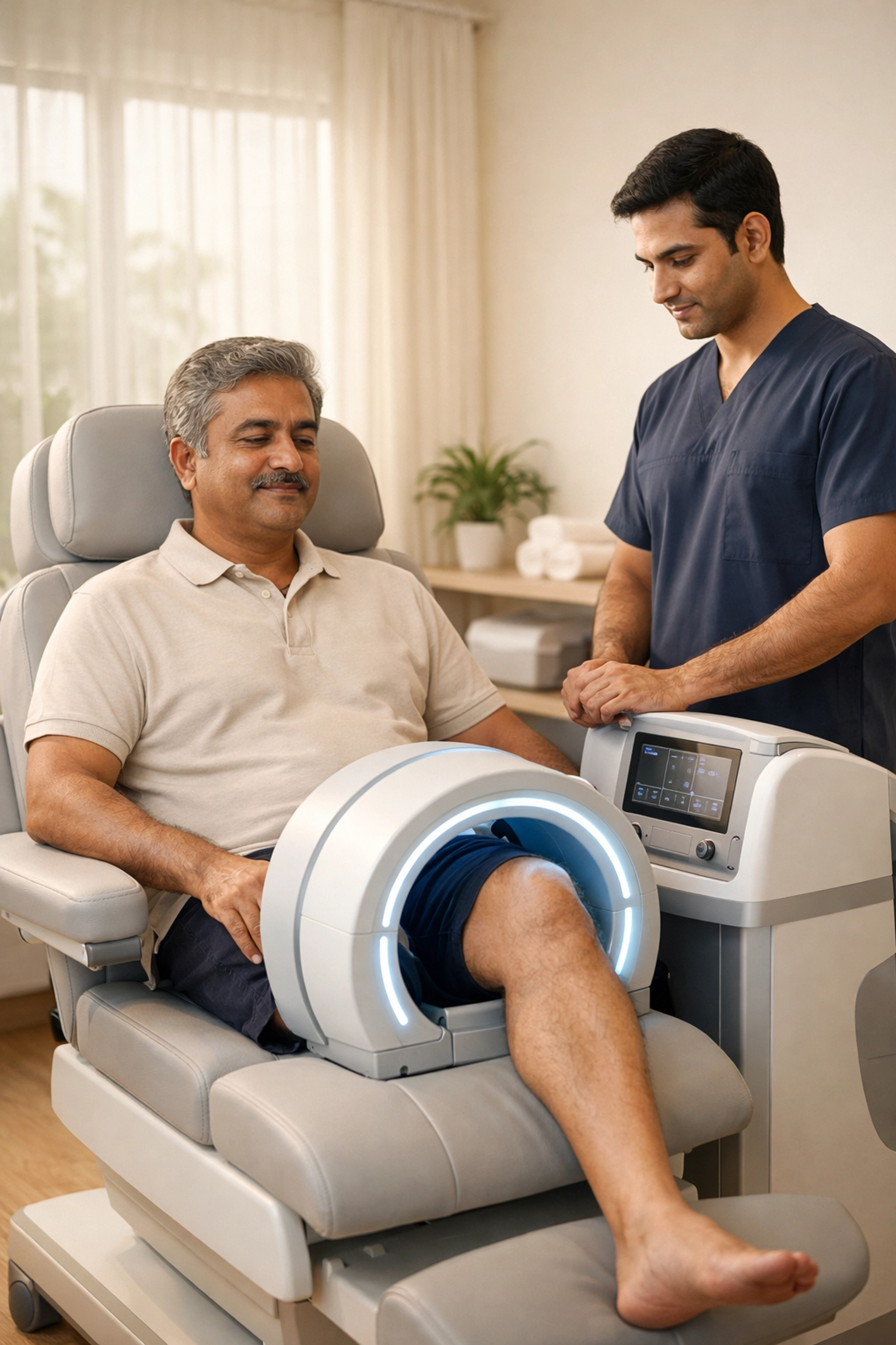 Non-invasive PST therapy session for joint pain treatment in Kochi at Maana Spine, Joint & Wellness Clinic.