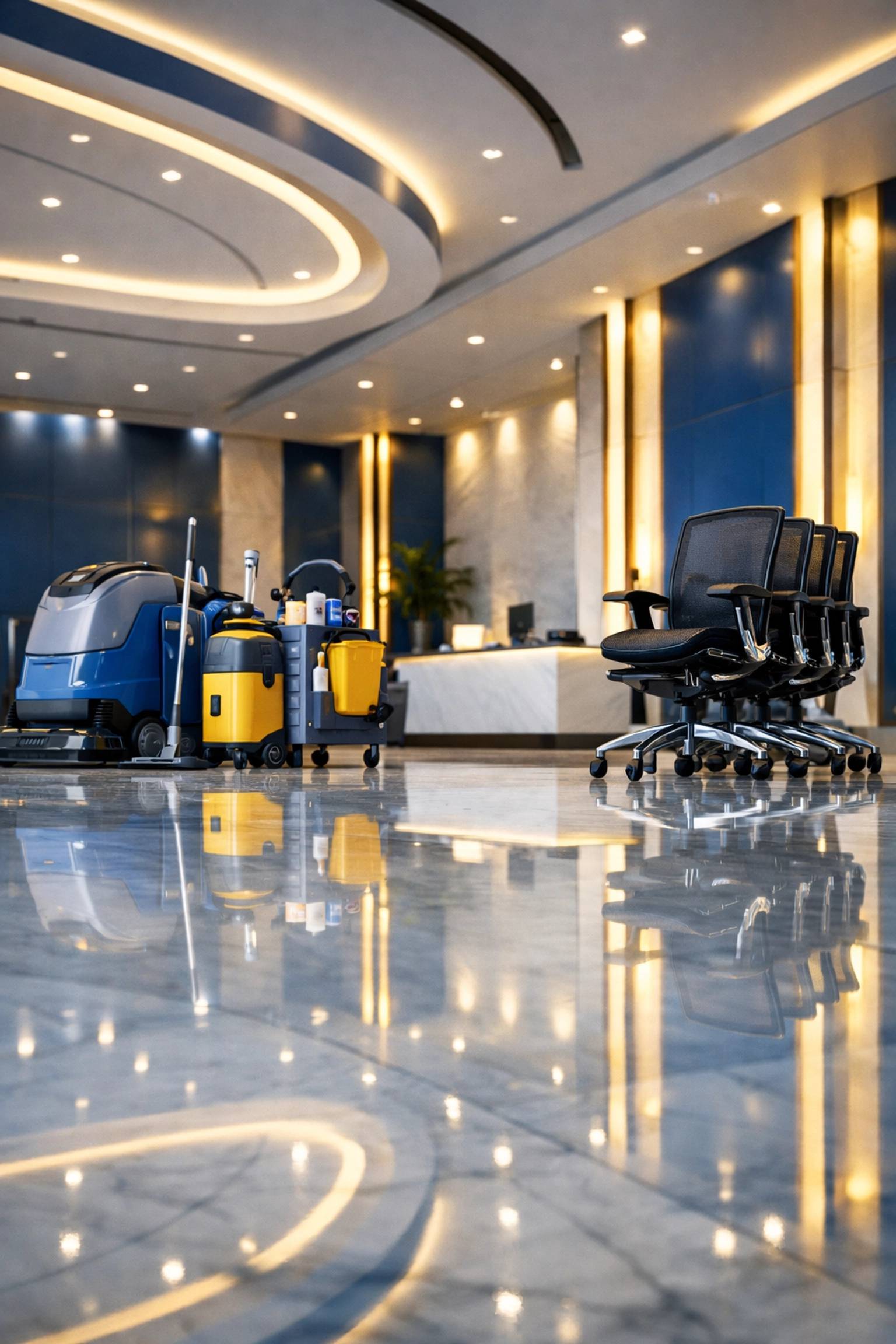 Polished marble lobby in Franklin prepared for move-in with professional deep commercial cleaning.