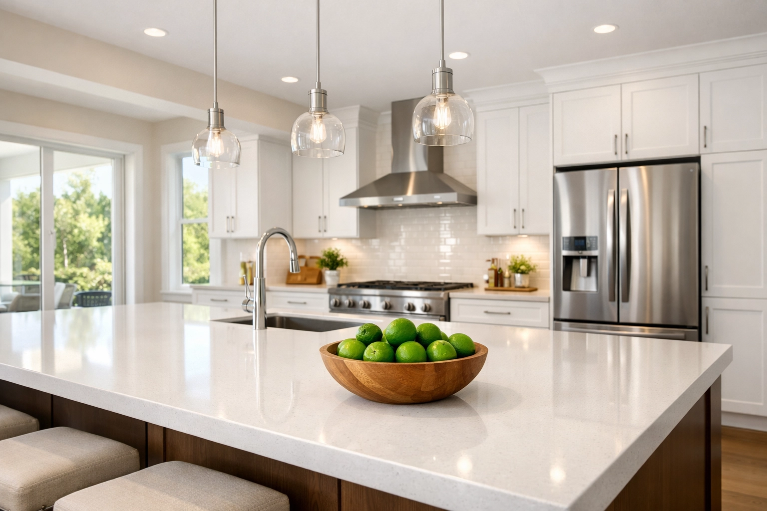 A professionally staged and decluttered kitchen in Jacksonville showcasing high-end real estate photography.