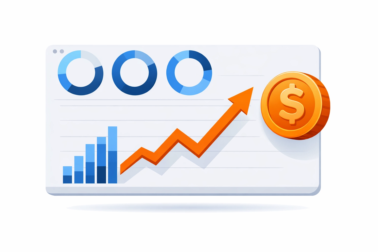 A modern dashboard displaying product adoption scores and ROI metrics from a SaaS training program.