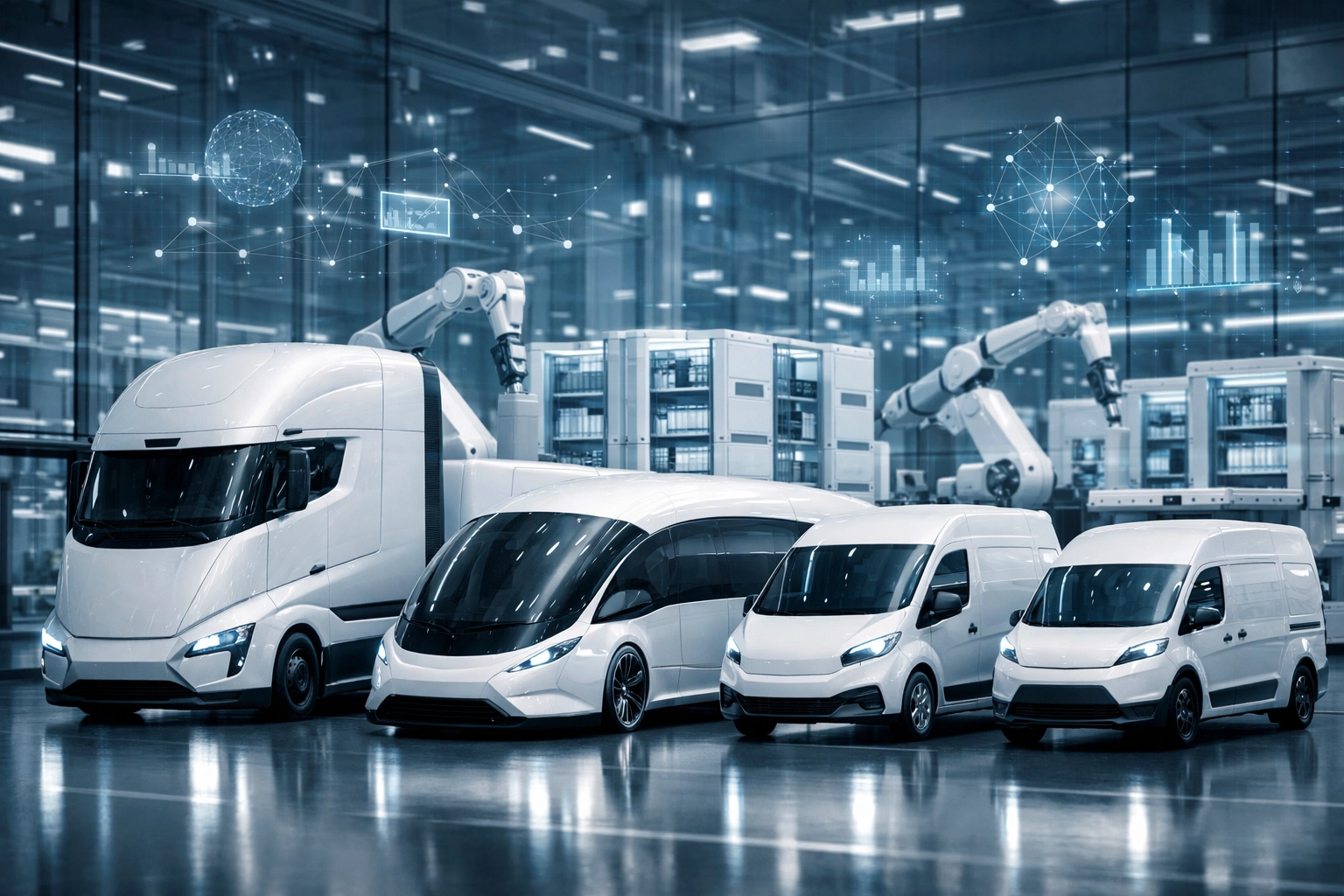 Modern logistics hub with transport fleet and medical equipment illustrating business scaling with flexible funding.