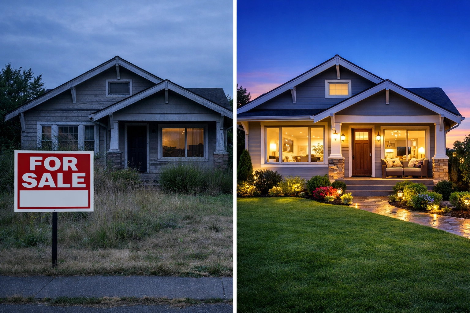 Before and after comparison expired listing transformed with professional staging and strategy