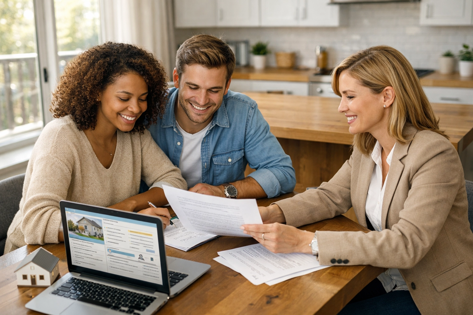 Chattanooga real estate agent helping homebuyers review insurance quotes and homeownership documents