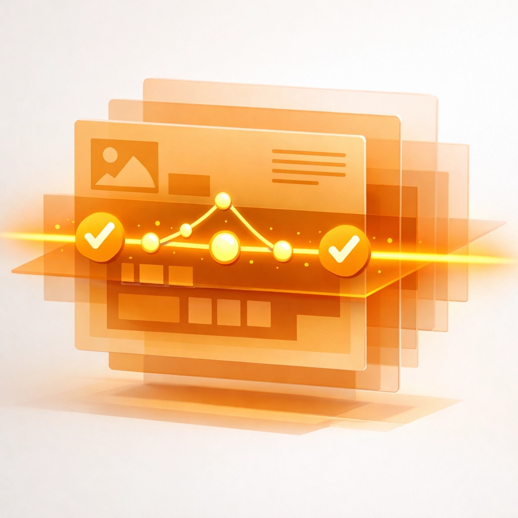 Digital design files being scanned by an automated preflight tool to catch production errors.