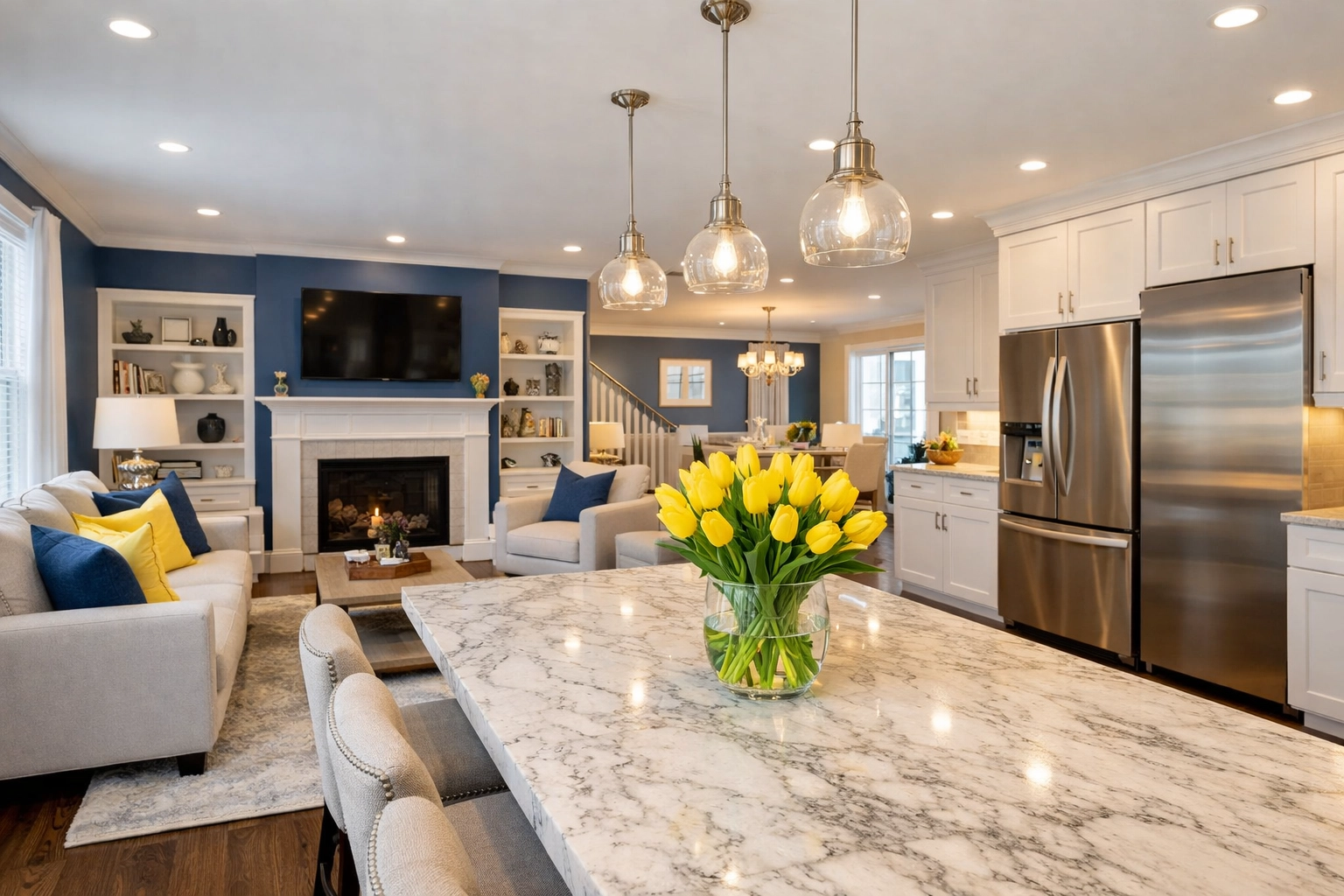 Stunning open-concept Leominster home after a professional eco-friendly house cleaning service.