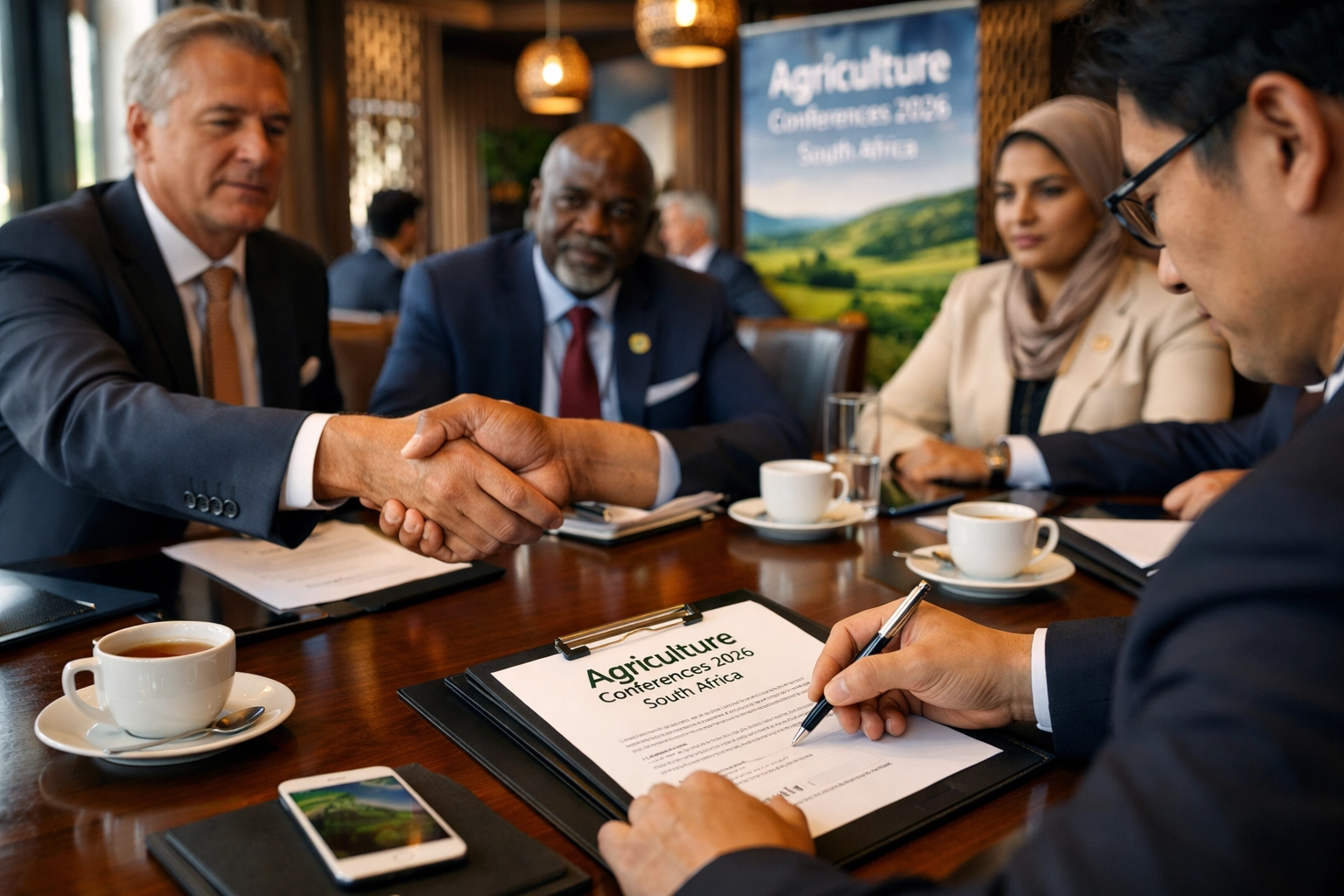 International delegates negotiating at agriculture conference South Africa 2026 business meeting