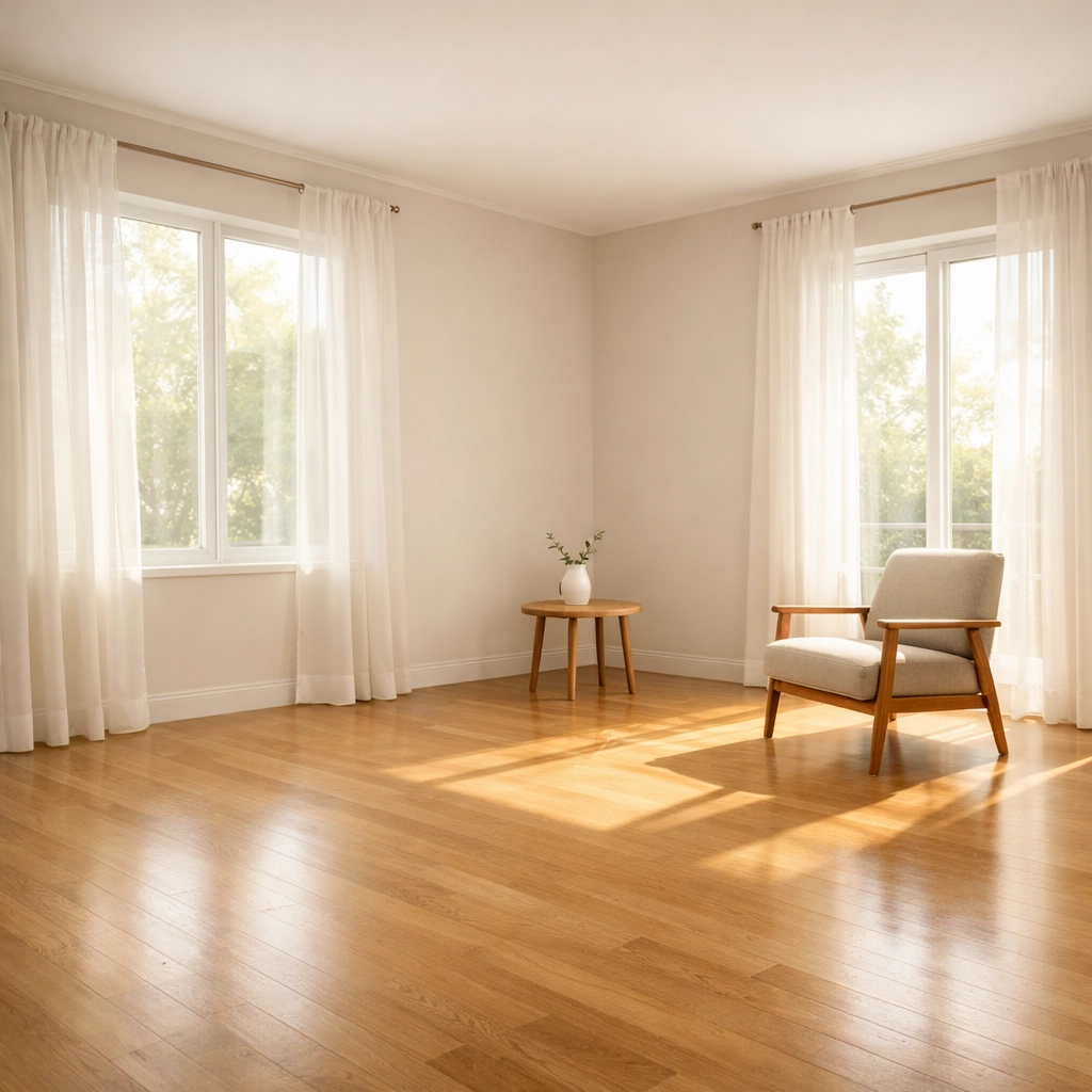 Bright empty living room representing fresh start and new possibilities in home transition