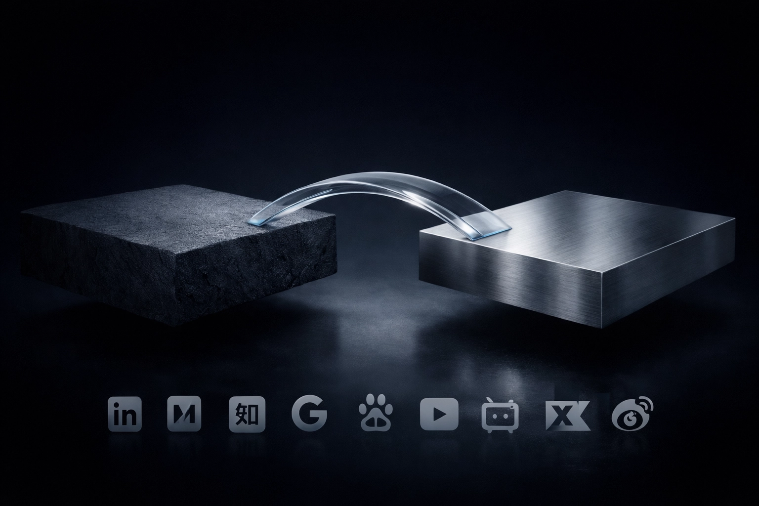 Bridge between two platforms representing strategic alignment between Western and China B2B marketing ecosystems.