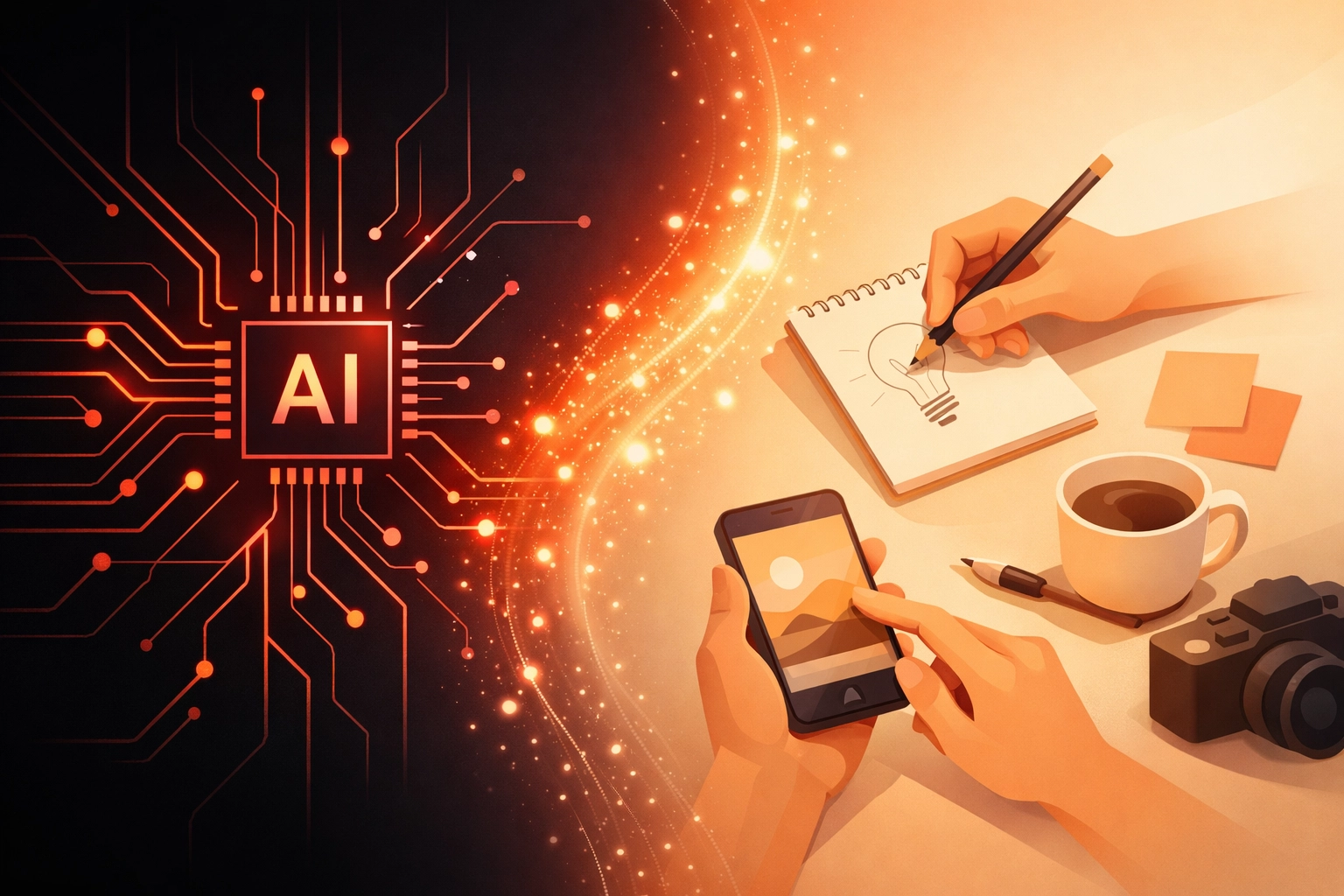 AI and human collaboration in content creation blending technology with authentic storytelling