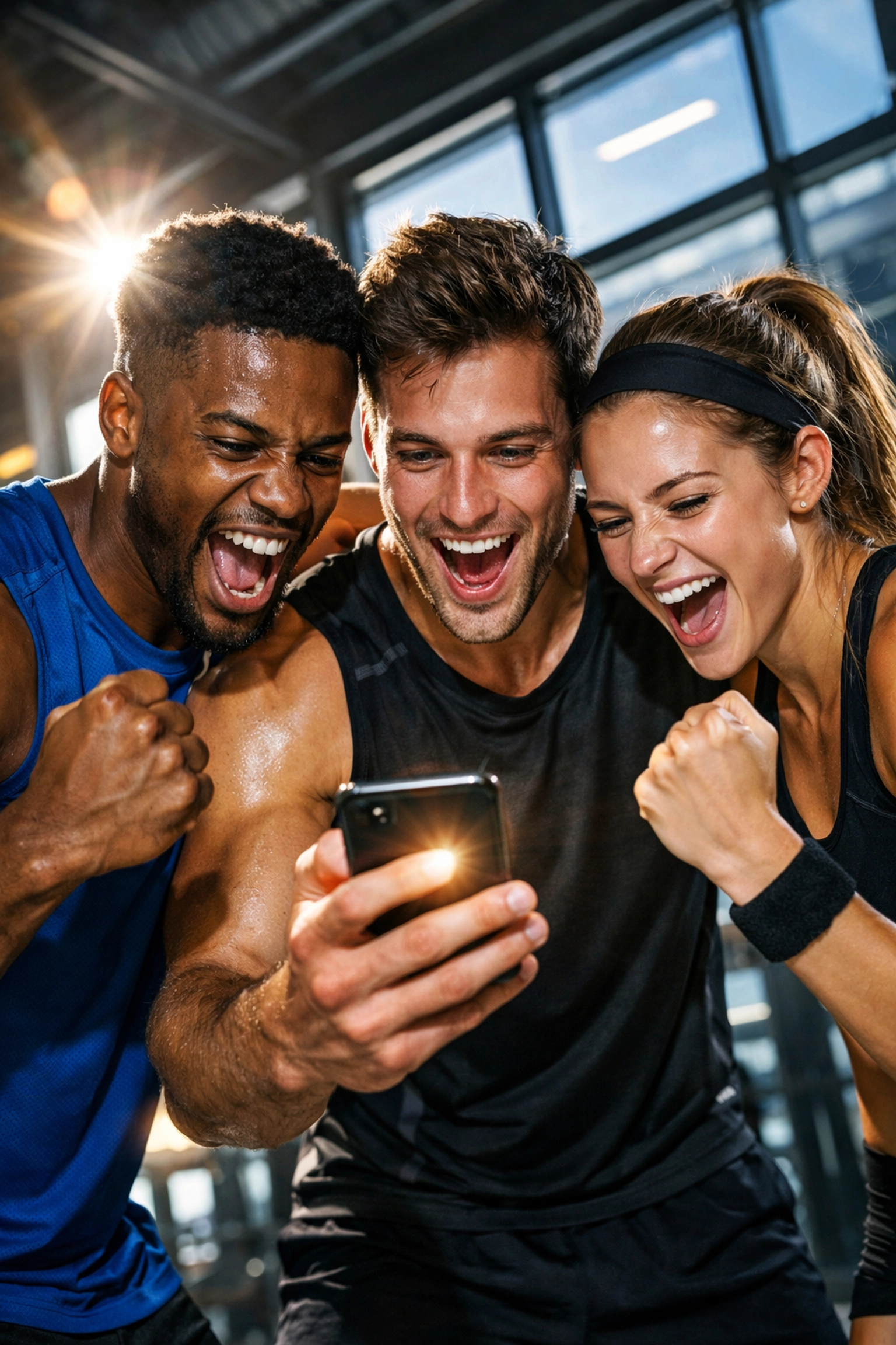 Student athletes using smartphones to manage NIL marketing partnerships and social media influence.