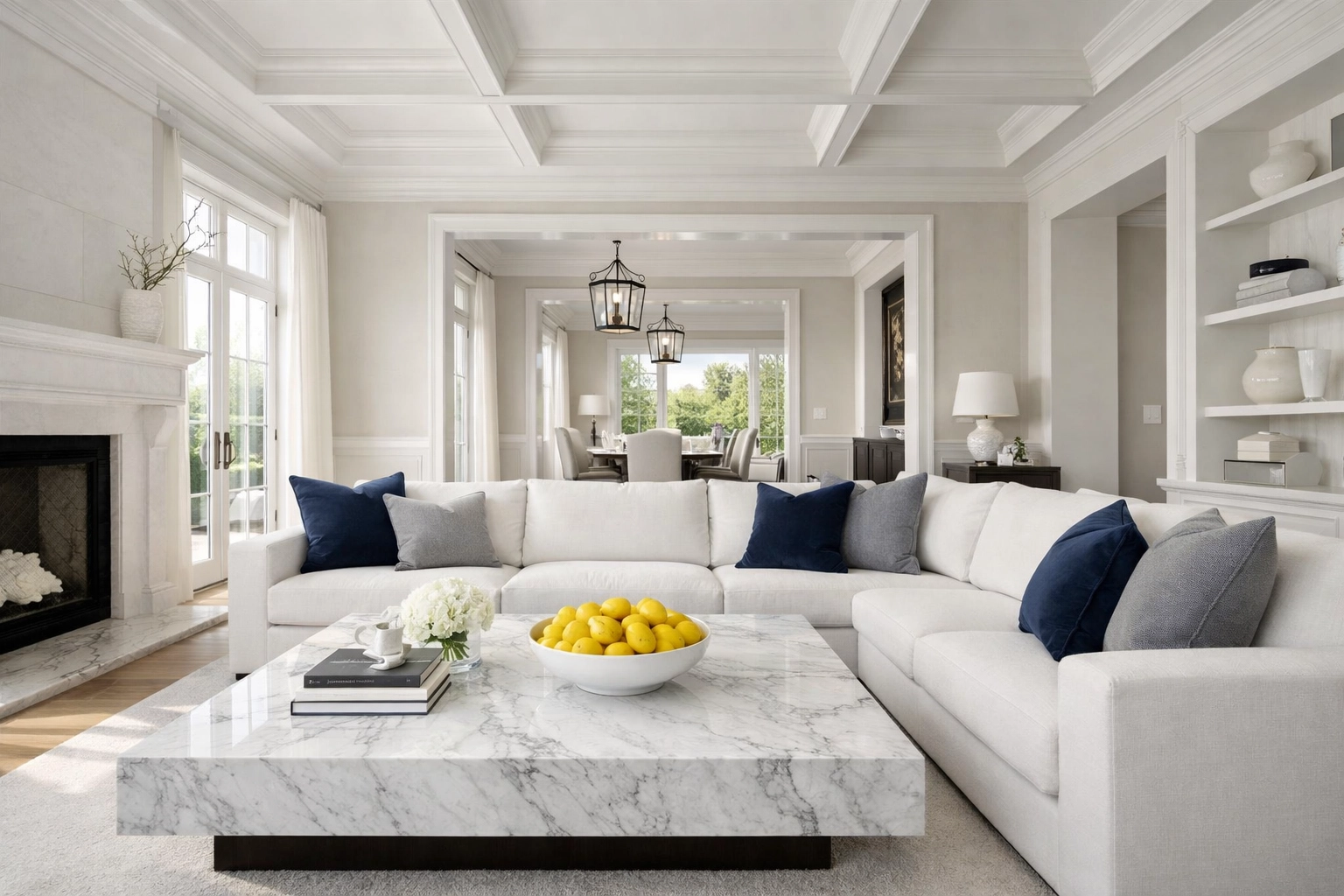 Immaculate luxury living room in a Carlisle estate showing the results of discreet maid services.