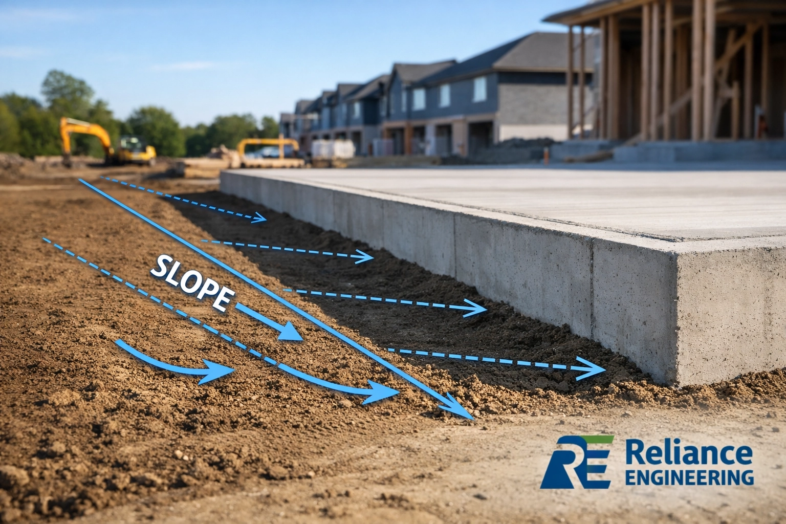 Professional lot grading and site drainage plan for an Ontario residential 4-plex construction site.