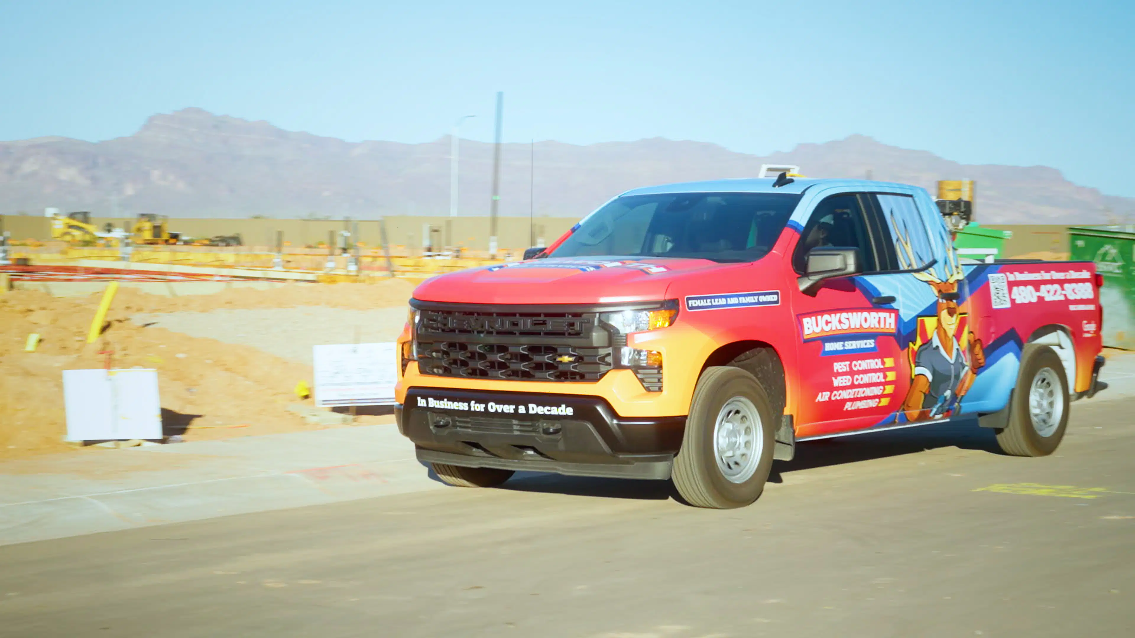 Bucksworth Home Services branded service truck at an Arizona job site