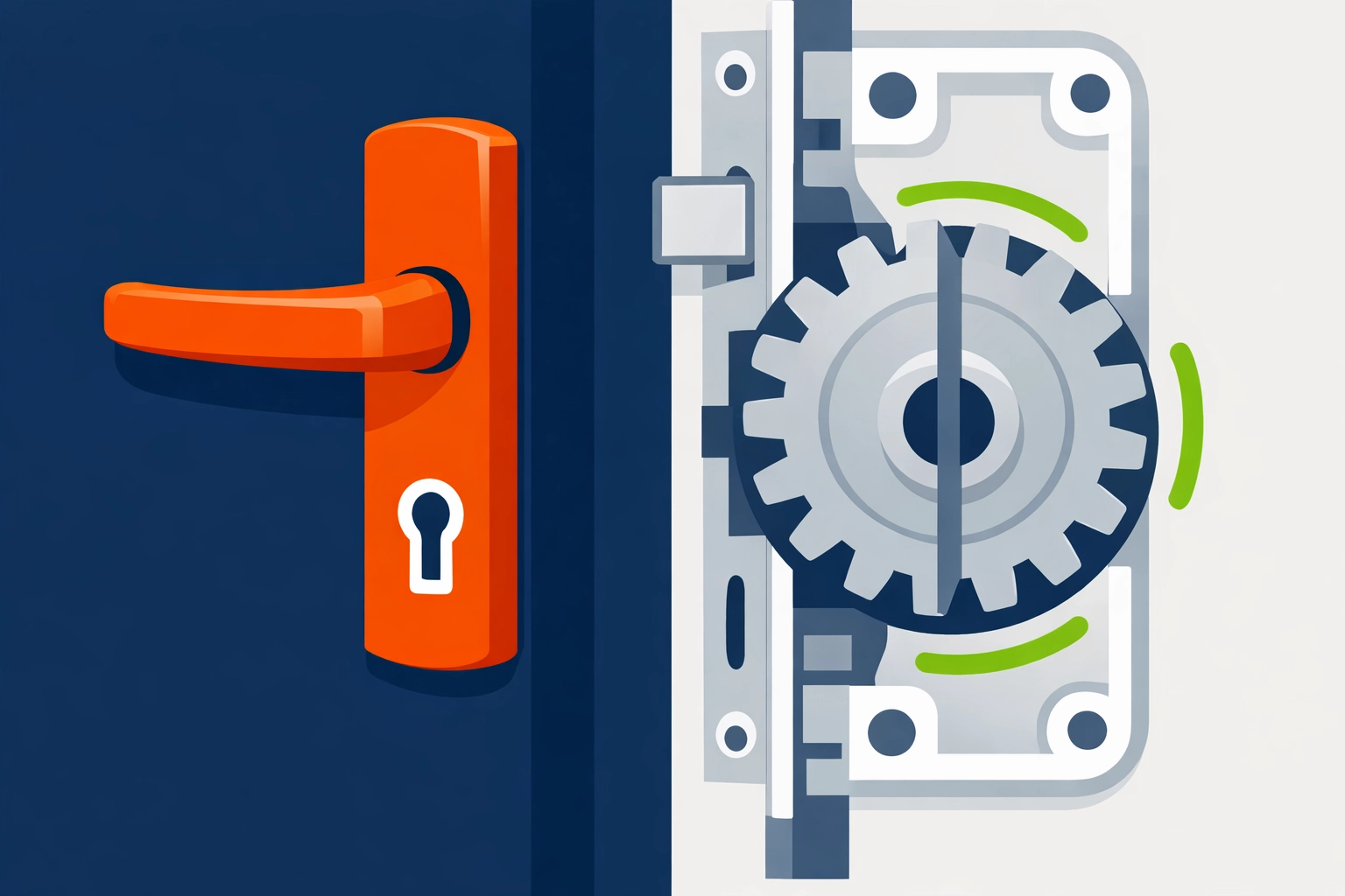 Illustration of a uPVC door lock gearbox mechanism, showing professional lock repair services by a Bristol locksmith.