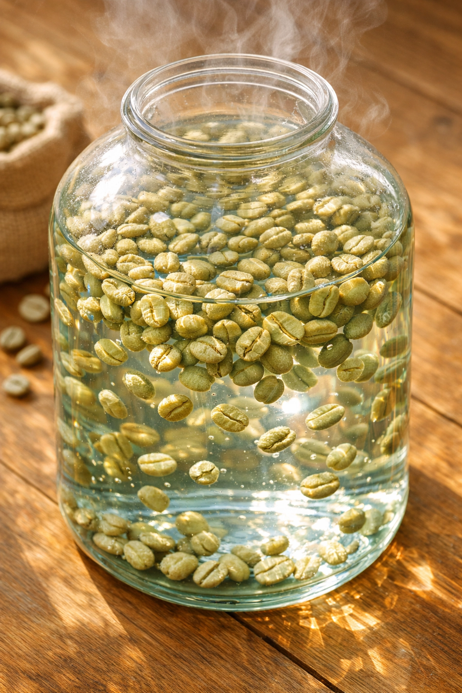 Swiss Water Process decaffeinating green coffee beans with pure water