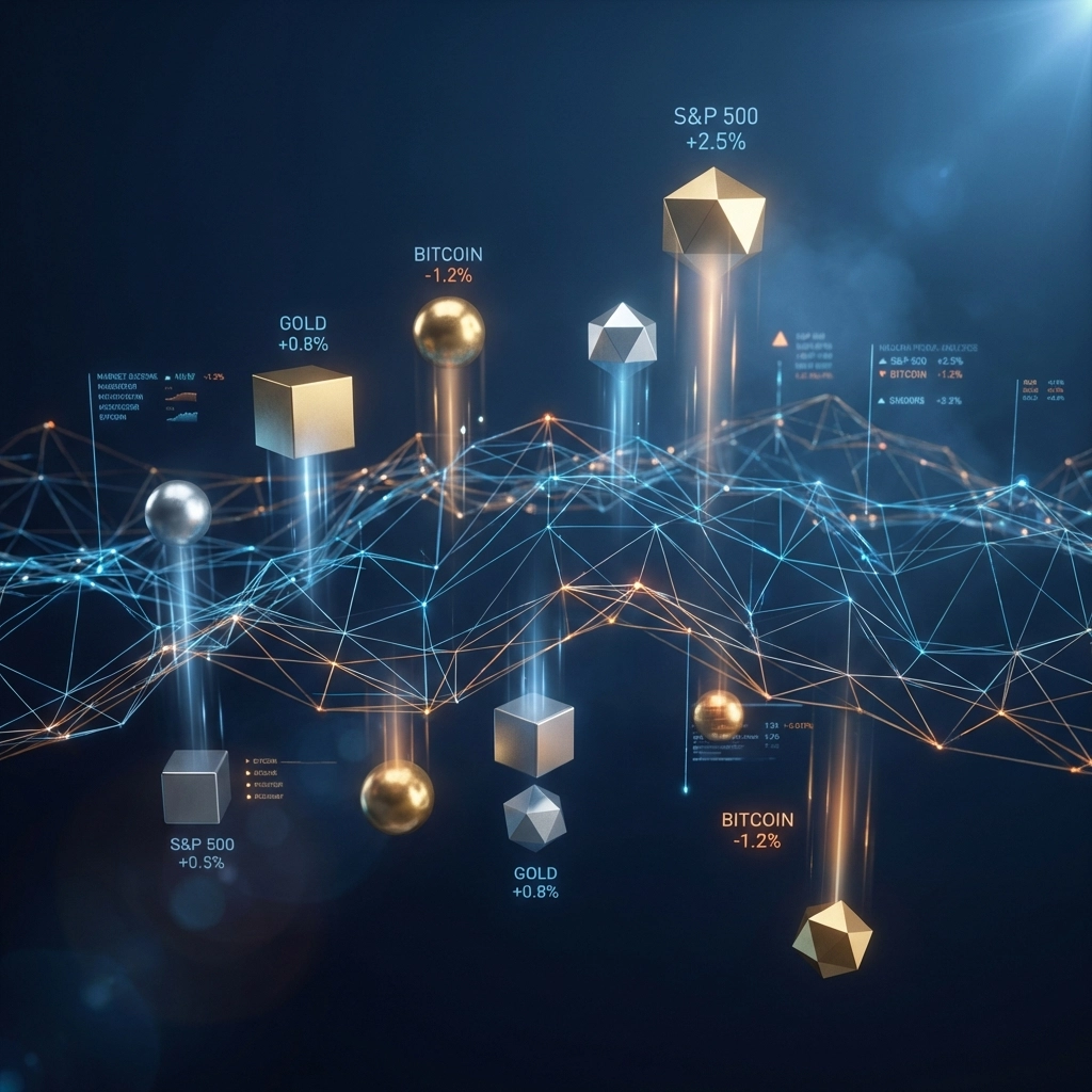 Financial market visualization illustrating asset class dispersion and investment opportunities in 2026