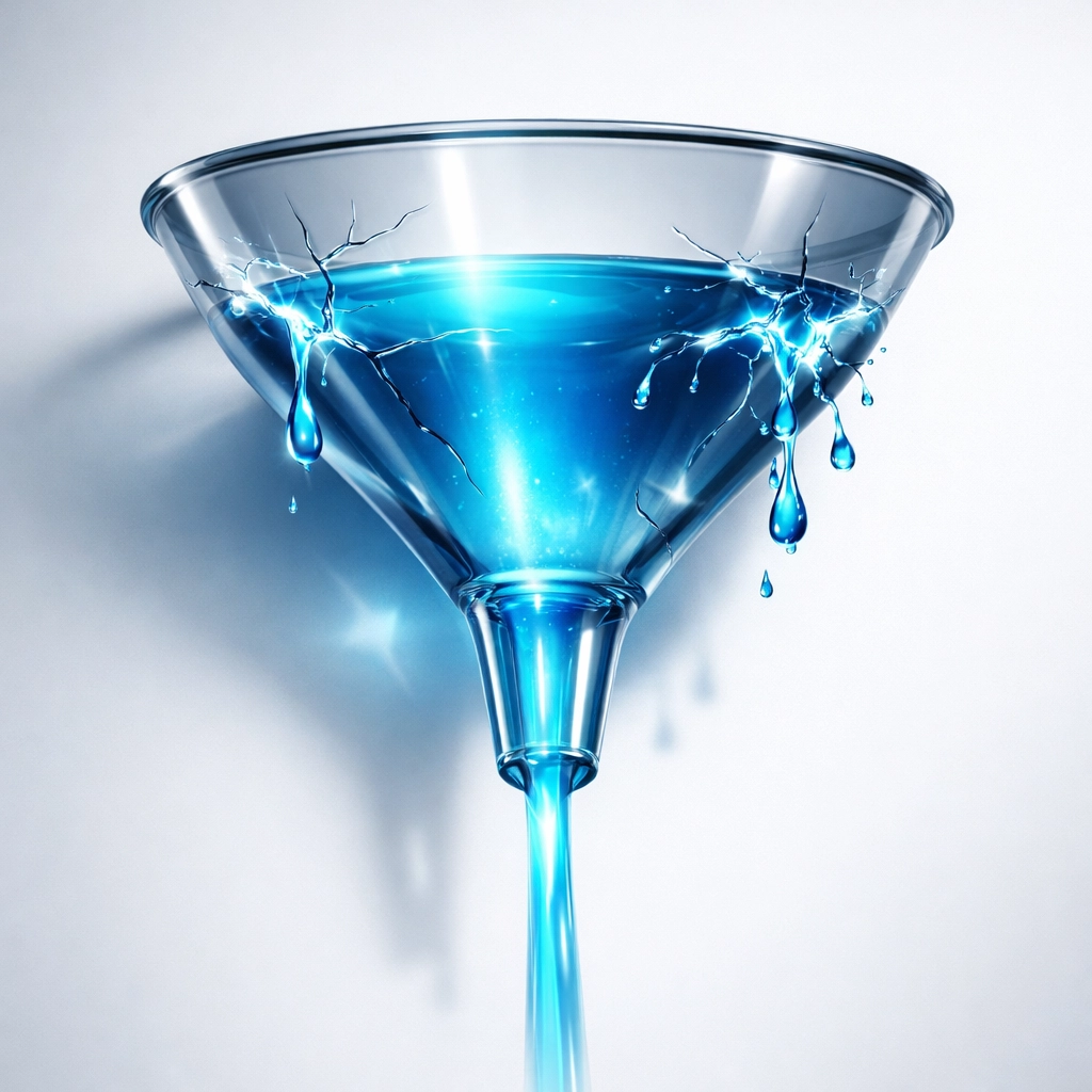 Leaking funnel illustrating revenue retention challenges and customer churn in SaaS businesses