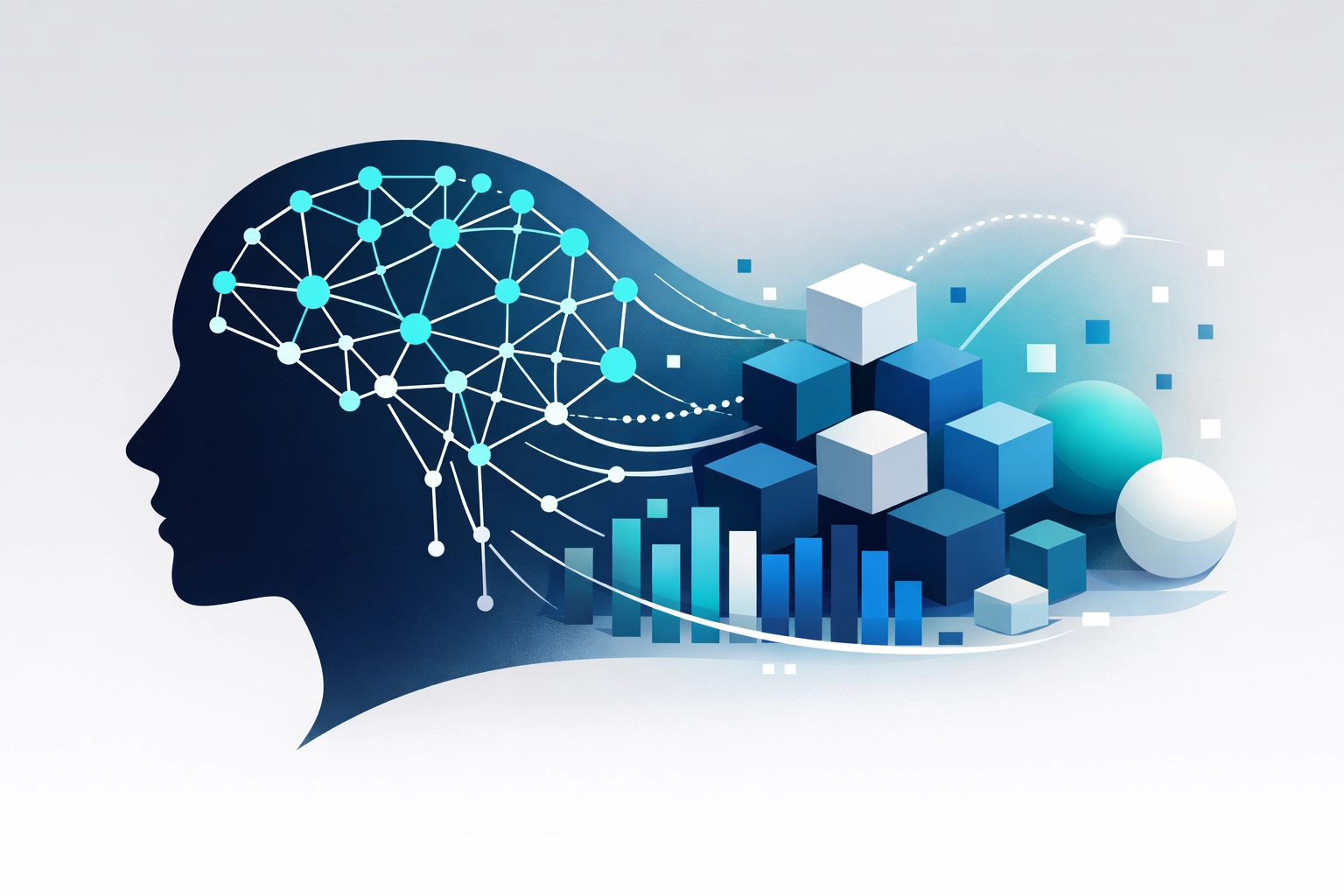 Illustration of human intelligence and AI synergy for predictive analytics in process improvement.