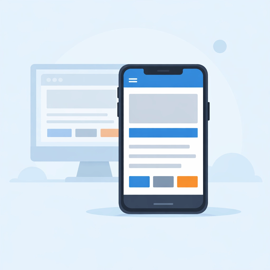 A smartphone showing a mobile-first website layout in front of a desktop monitor to illustrate modern design.