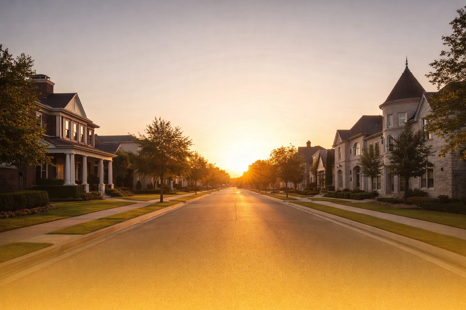Dallas Texas Neighborhood at Golden Hour