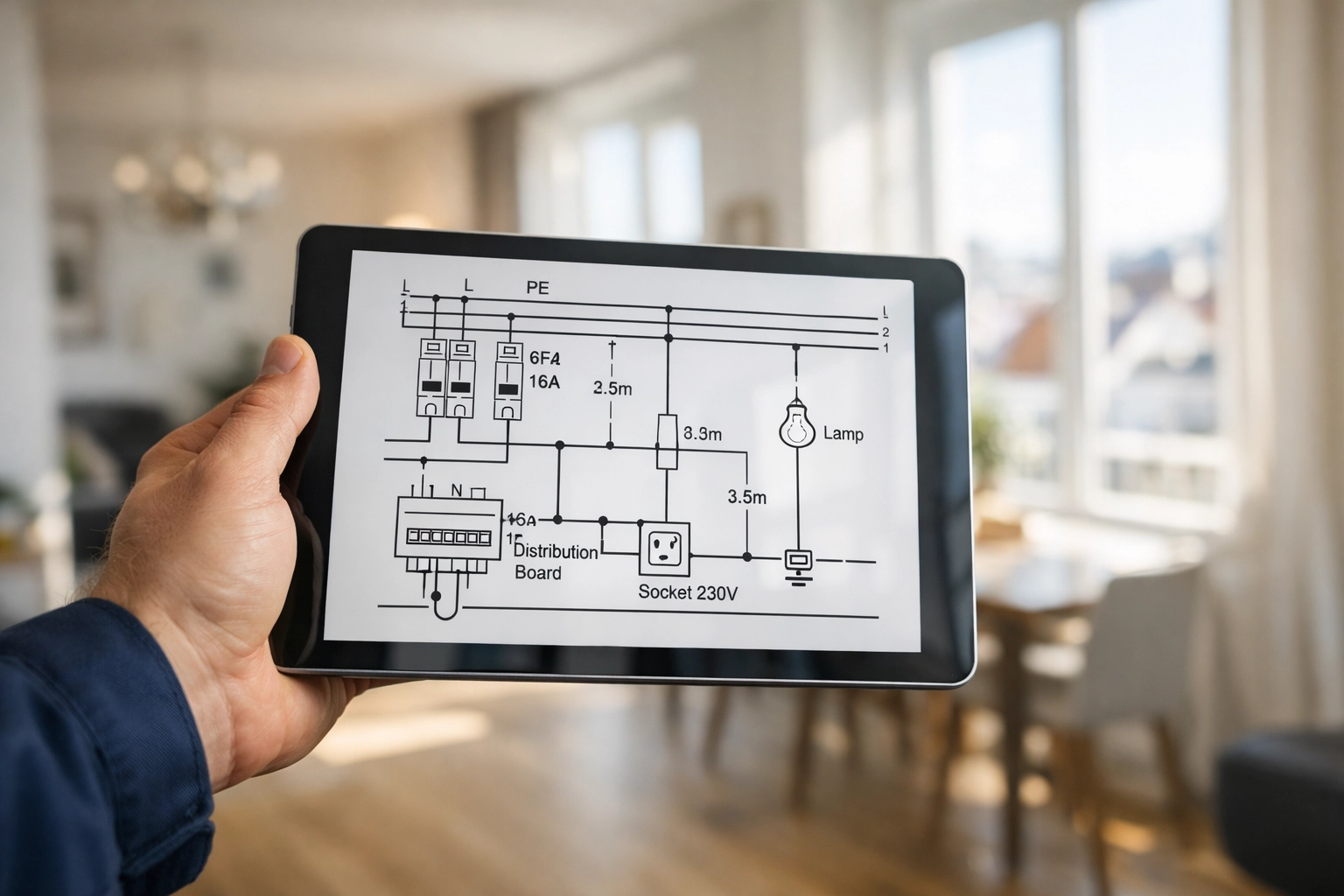 Elektriker mit digitalem Tablet für transparente Kostenvoranschläge in Wien