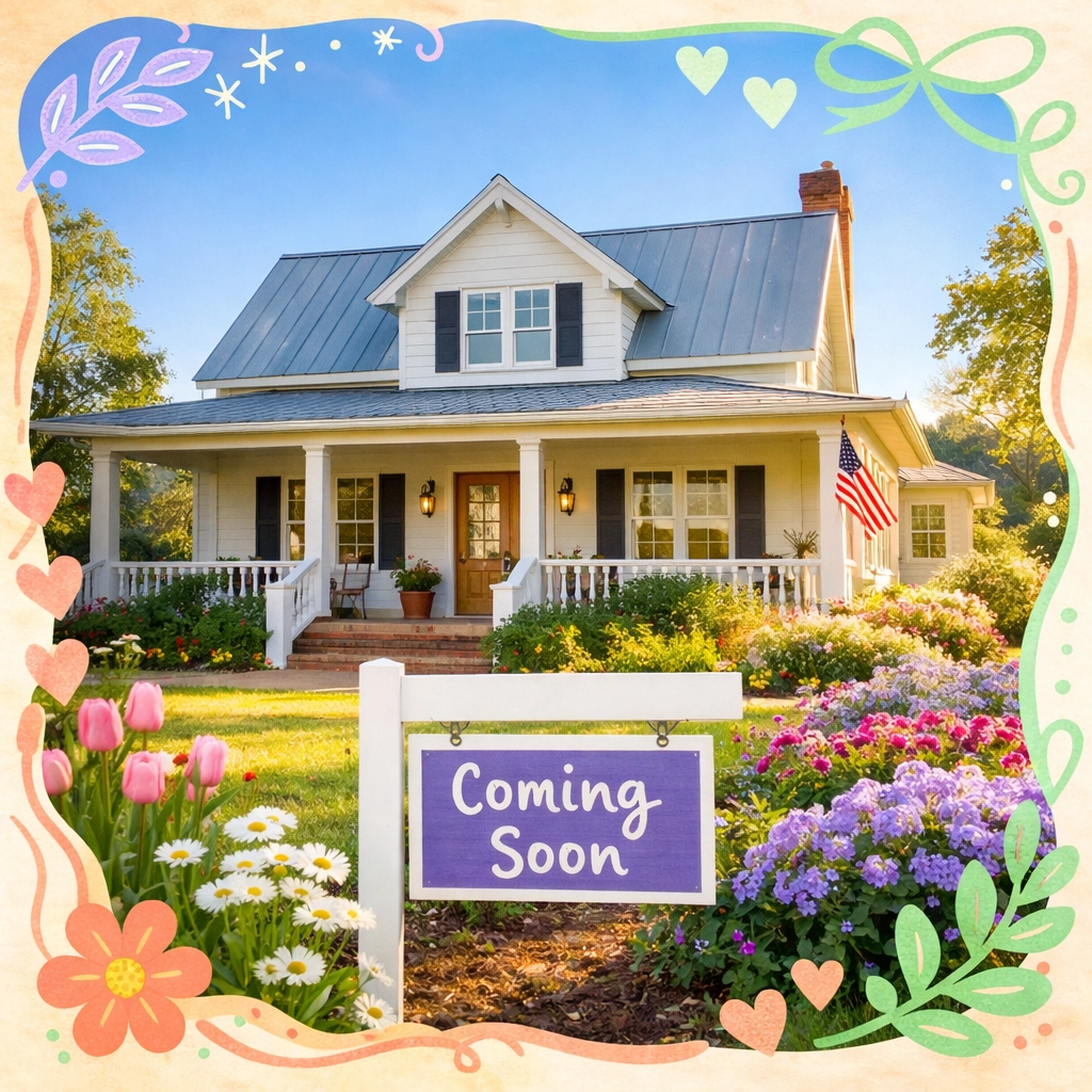 Traditional farmhouse home with spring flowers ready to list in Cobb County Traditional farmhouse home with spring flowers ready to list in Cobb County