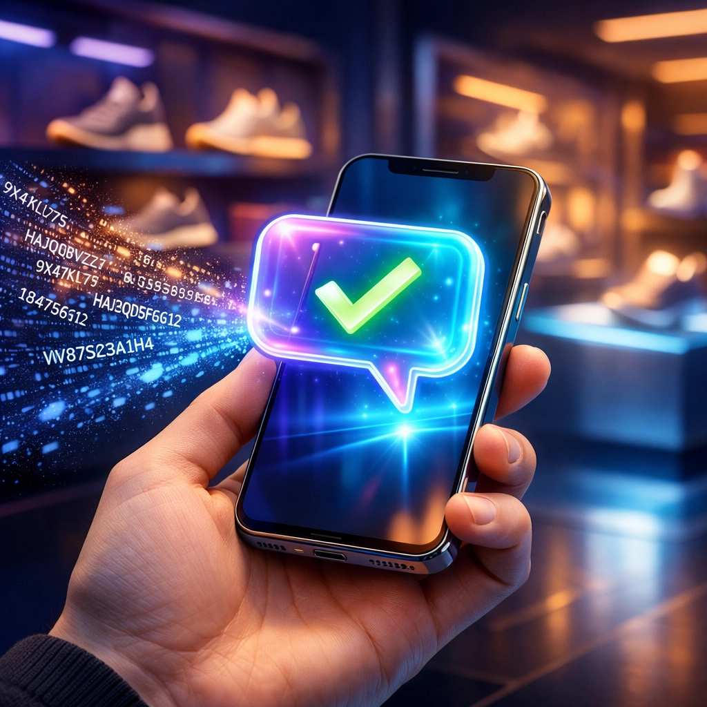 Larecoin.ai conversational Web3 payment on a smartphone, simplifying global crypto transactions for merchants.