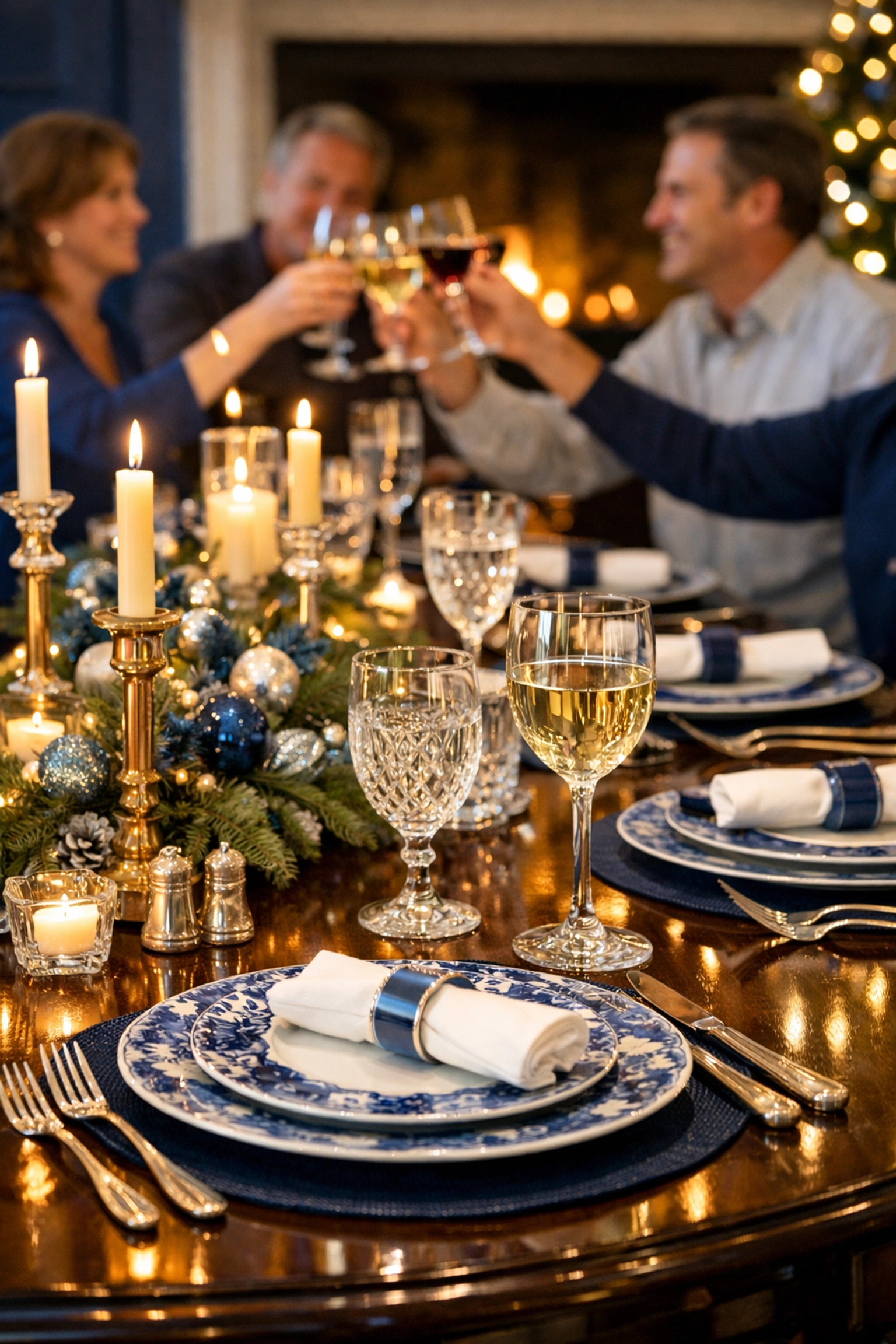 Spotless dining room set for a holiday dinner in Fitchburg with sparkling glassware and clean surfaces.