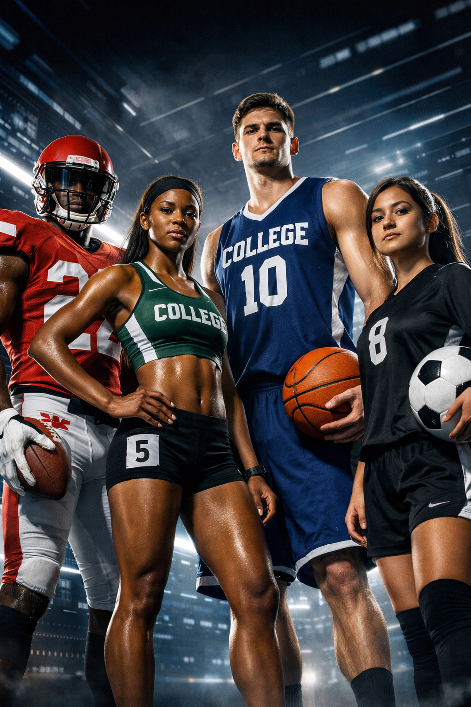 College athletes from multiple sports representing NIL partnerships and brand collaborations