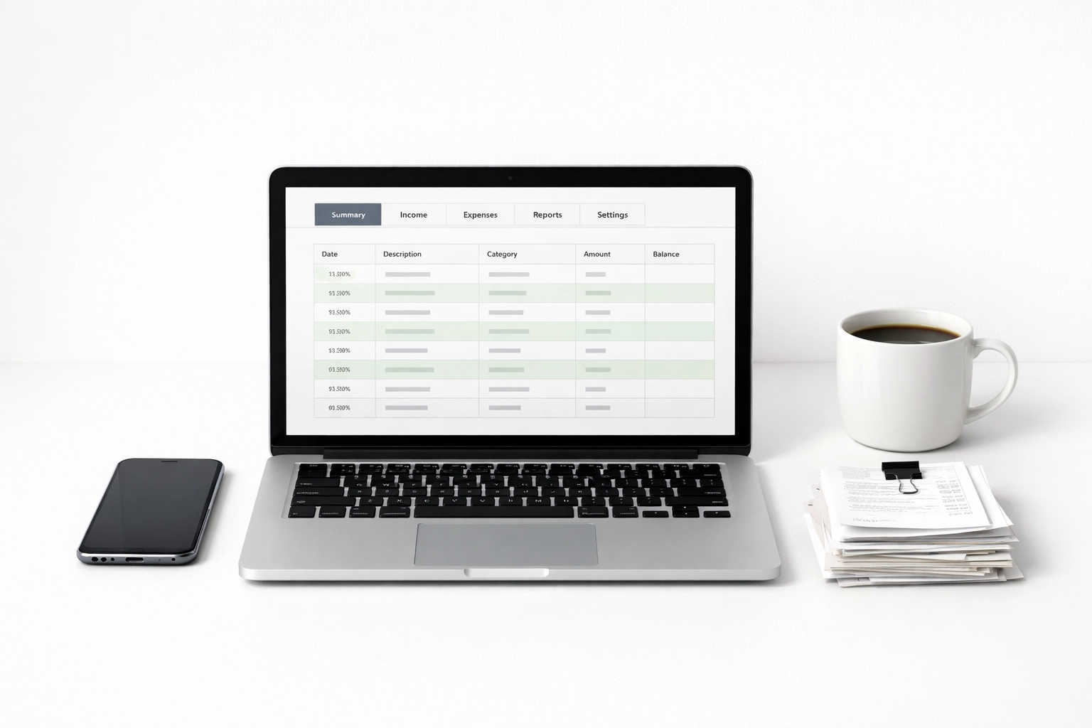 Home office laptop setup with receipts for freelancer tax preparation and 1099 filing