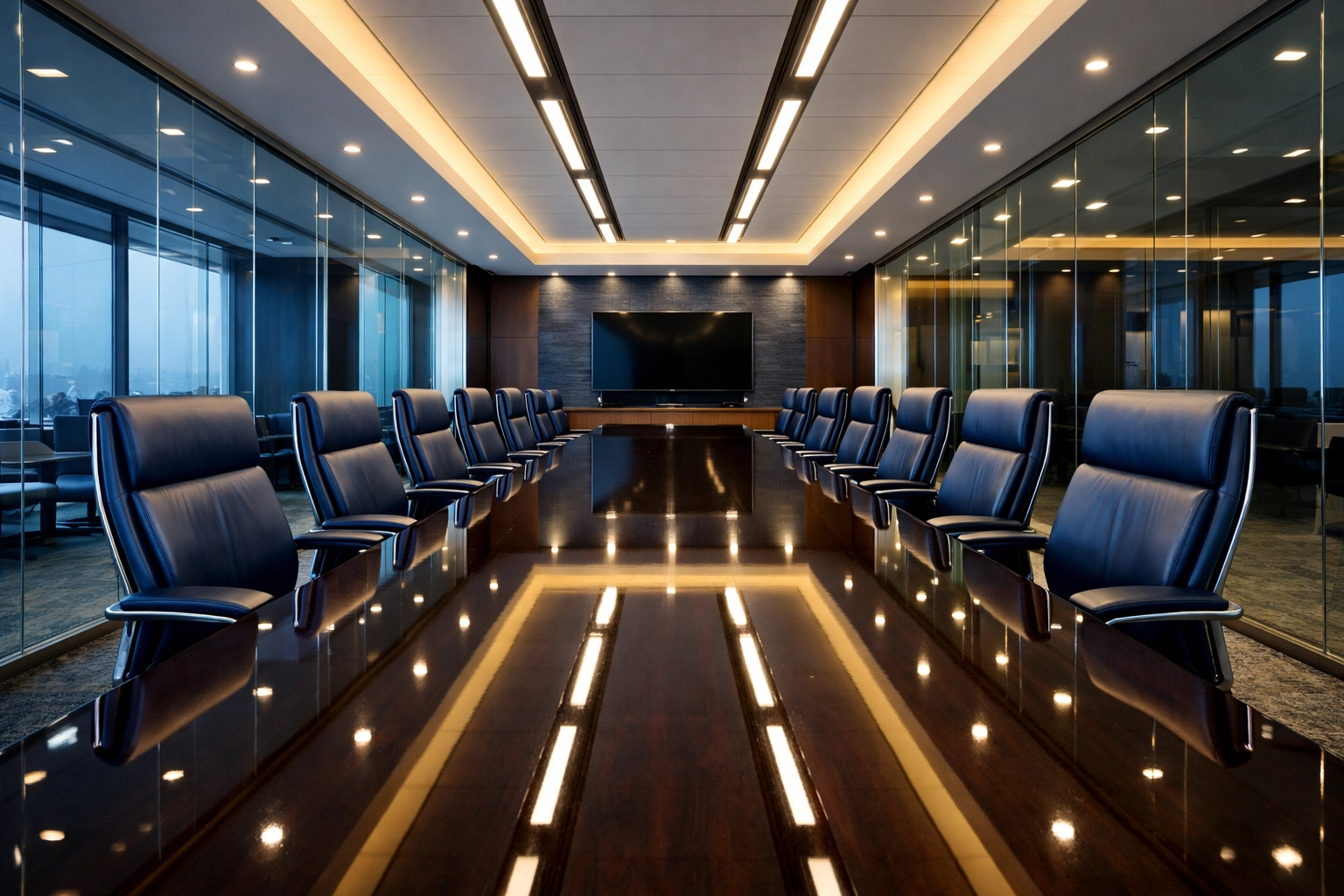 Immaculate corporate boardroom with polished tables representing quality Office Cleaning Worcester MA.